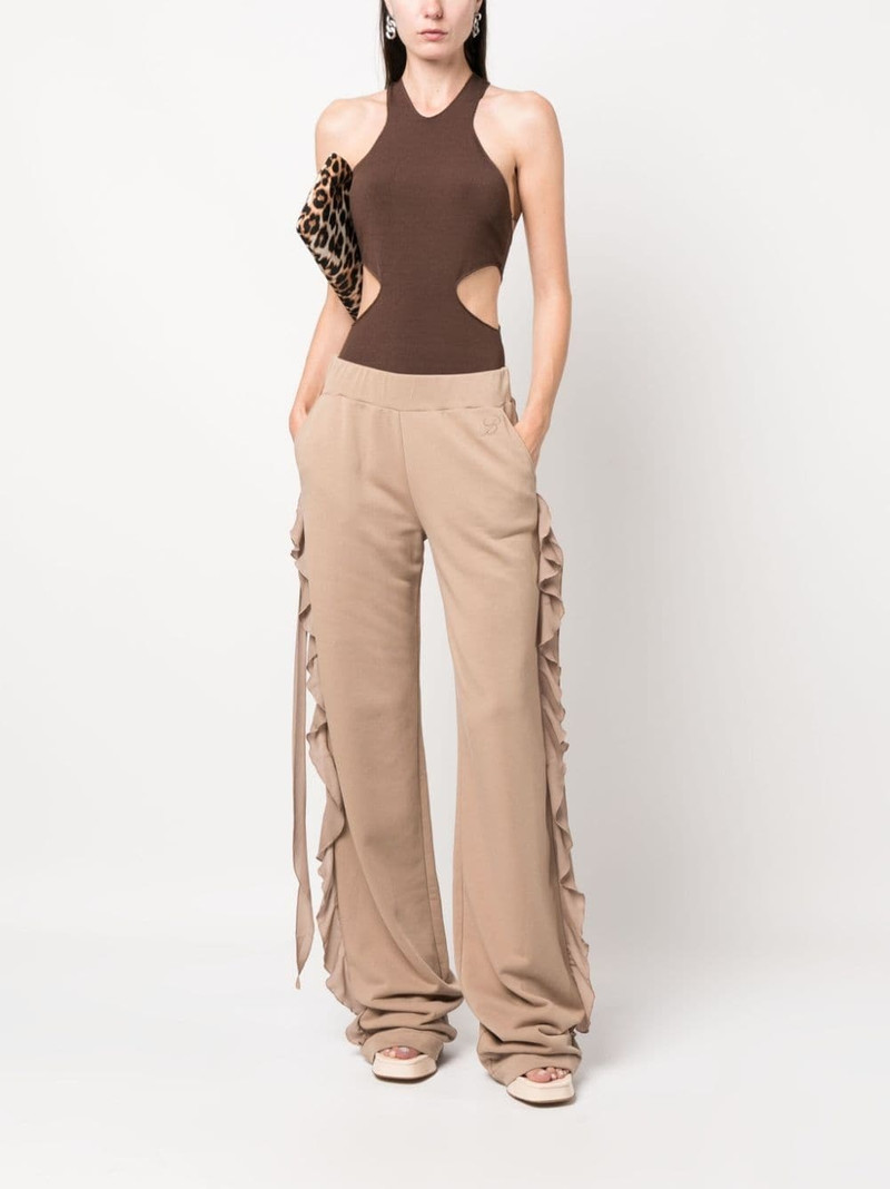 Blumarine ruffled-trim wide-leg trousers outlook