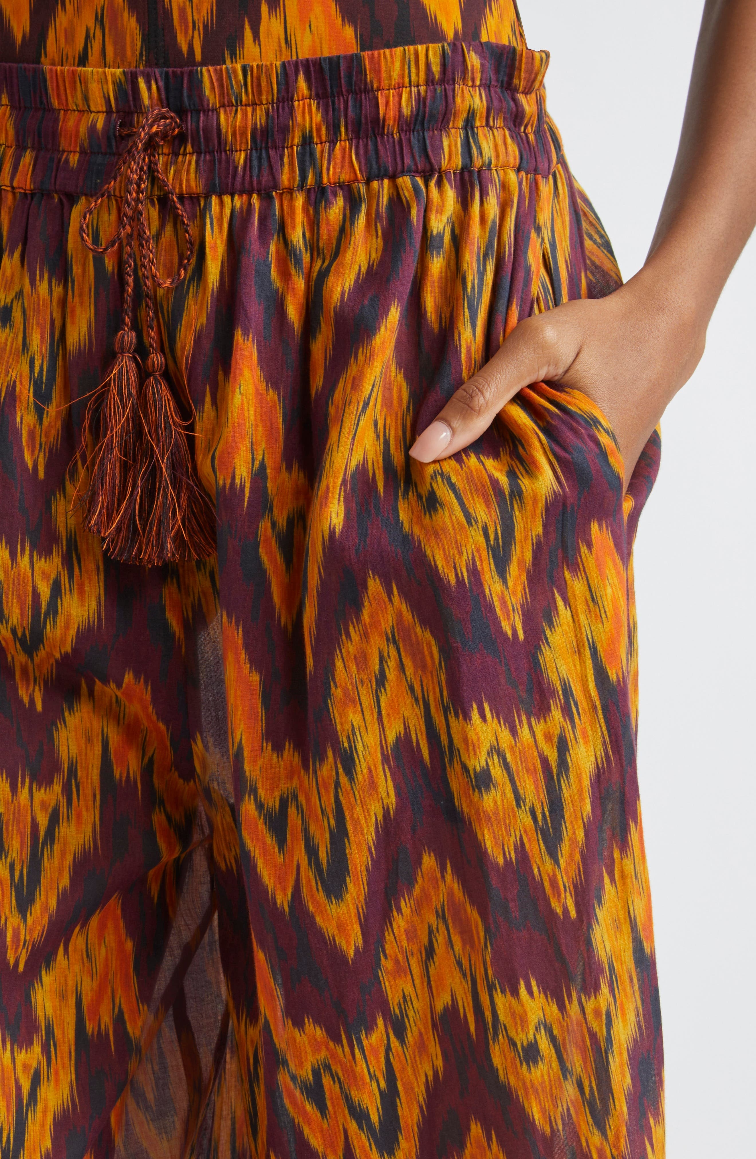 Ulla Johnson Azra Print Wide Leg Cover-Up Pants in Terra at Nordstrom - 5