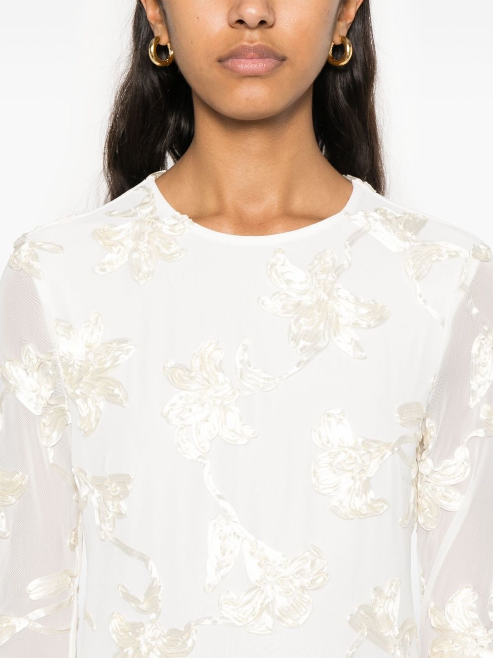 flower-mesh mini dress - 5