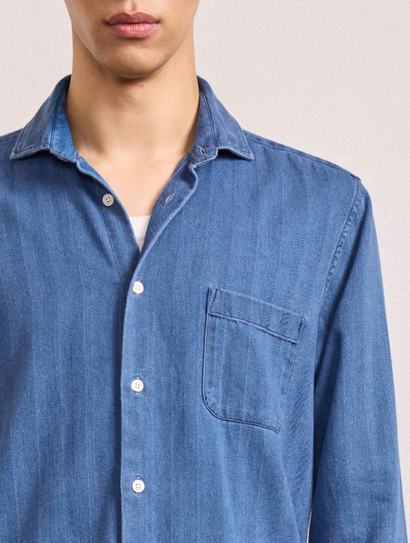 EMILIO HERRINGBONE DENIM SHIRT 4