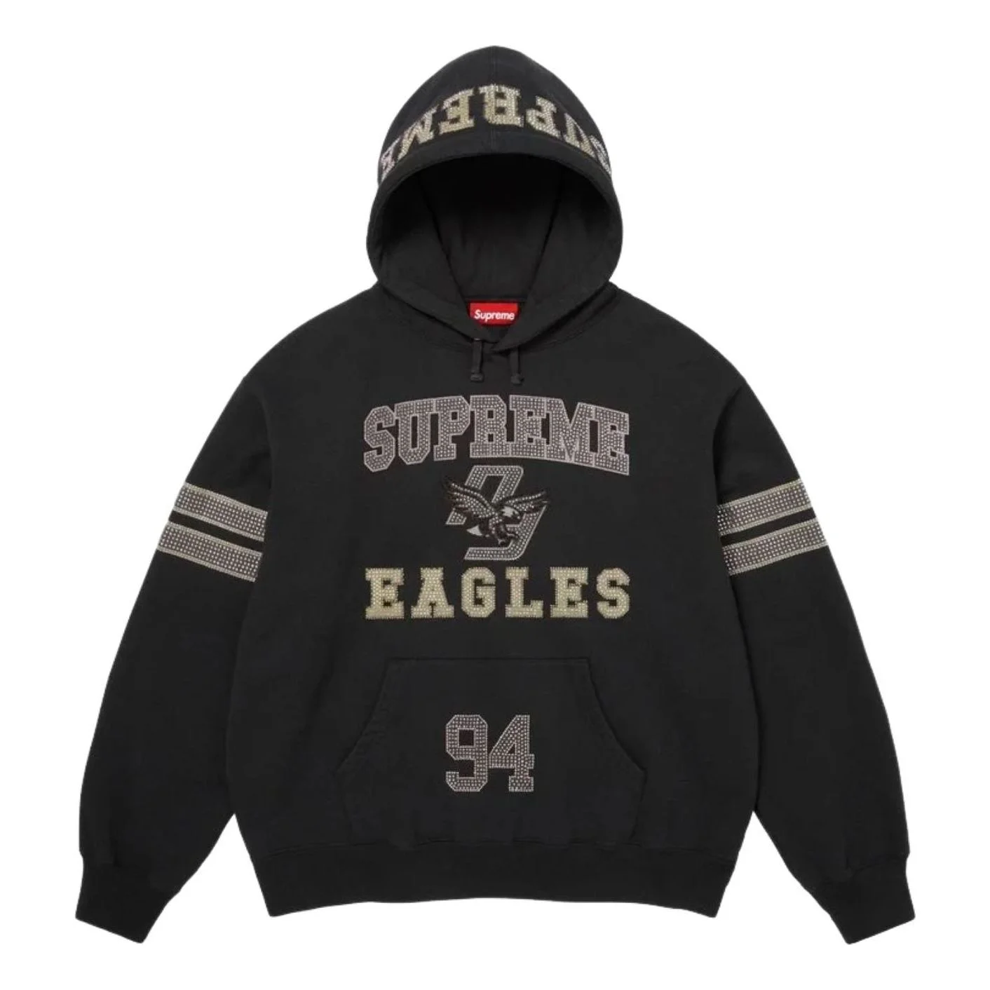 Supreme FW26 Rhinestone Eagle Hooded Sweatshirt 'Black' SUP-FW26-033-BLK - 1