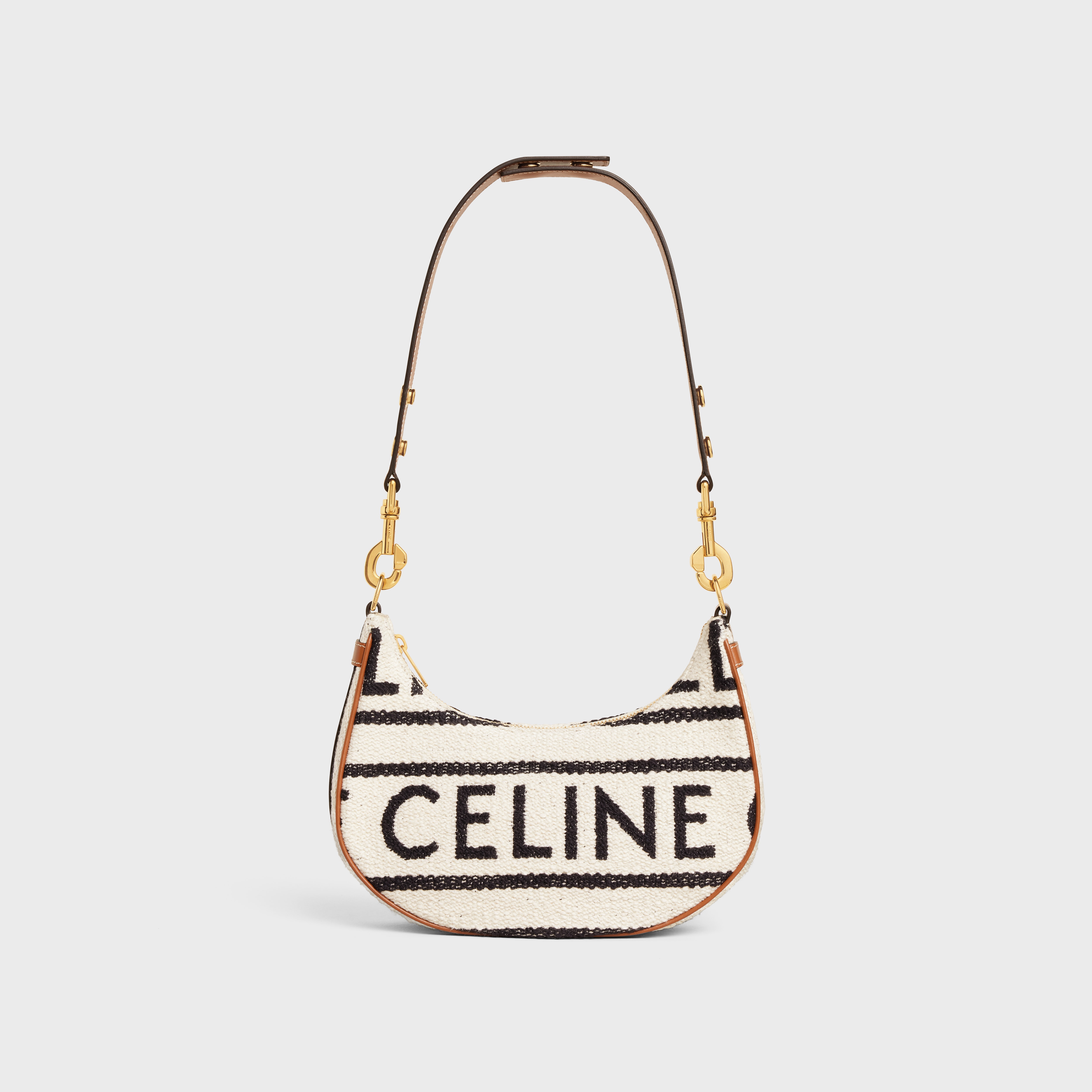 Medium Ava Strap Bag in Textile with Celine All-Over and Calfskin - 6