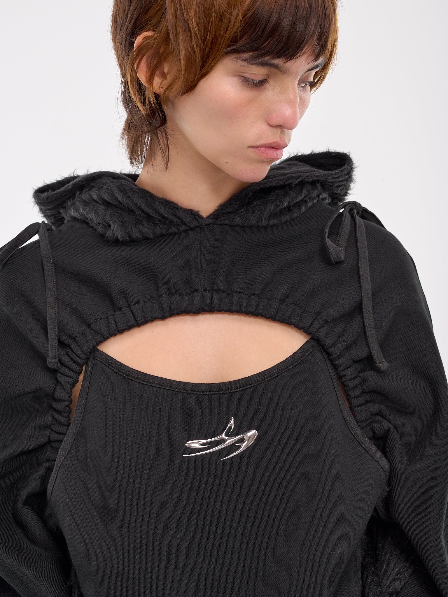 Cut-Out Shirred Hoodie - 5