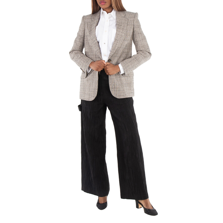 Stella McCartney Ladies Beige Single-Breasted Wide Blazer - 10