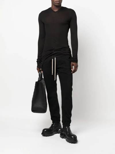 Rick Owens hooded ribbed long-sleeve T-shirt outlook