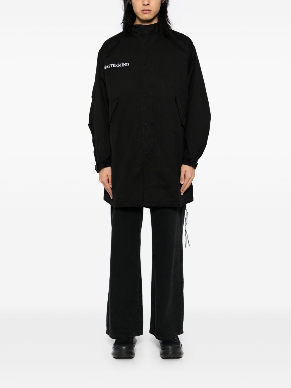logo embroidery parka coat - 2