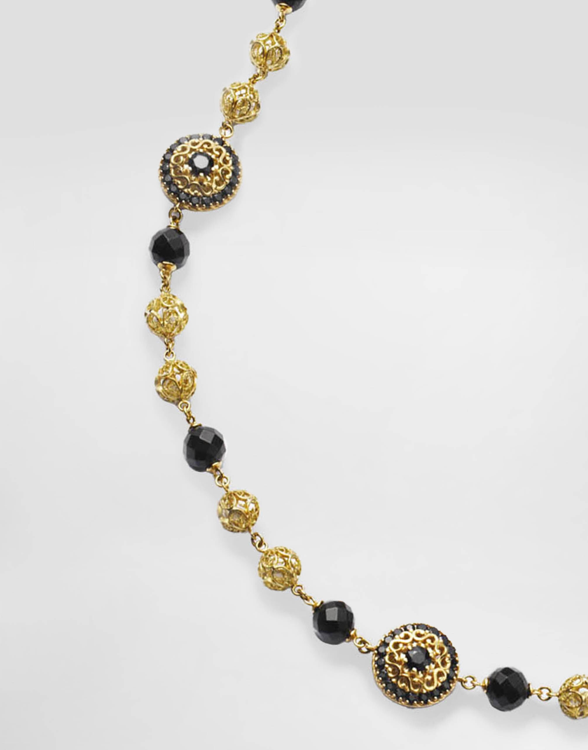 Sicily Necklace 18-carat yellow gold, black sapphires and black jade - 2