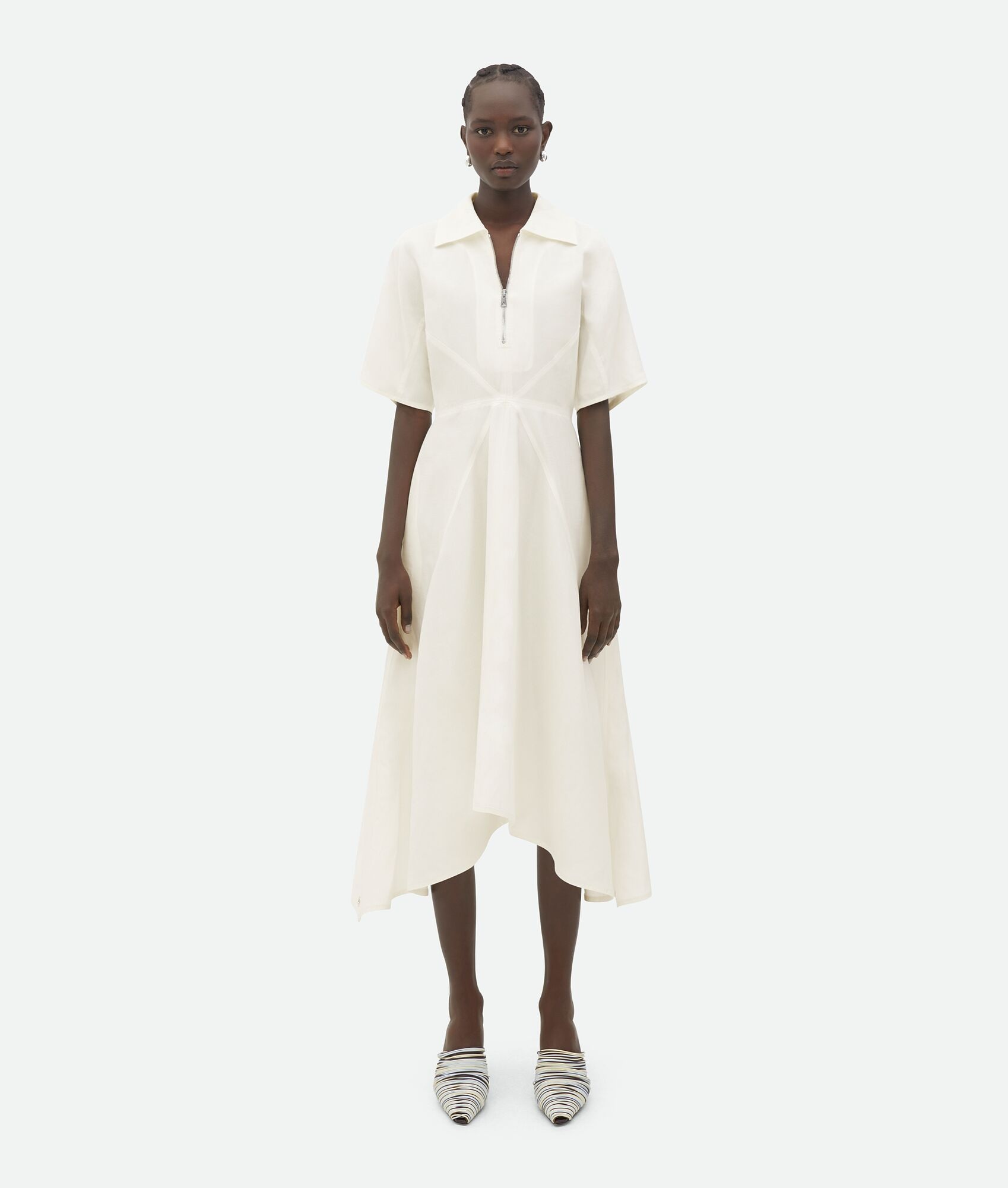 Viscose And Linen Midi Dress - 1