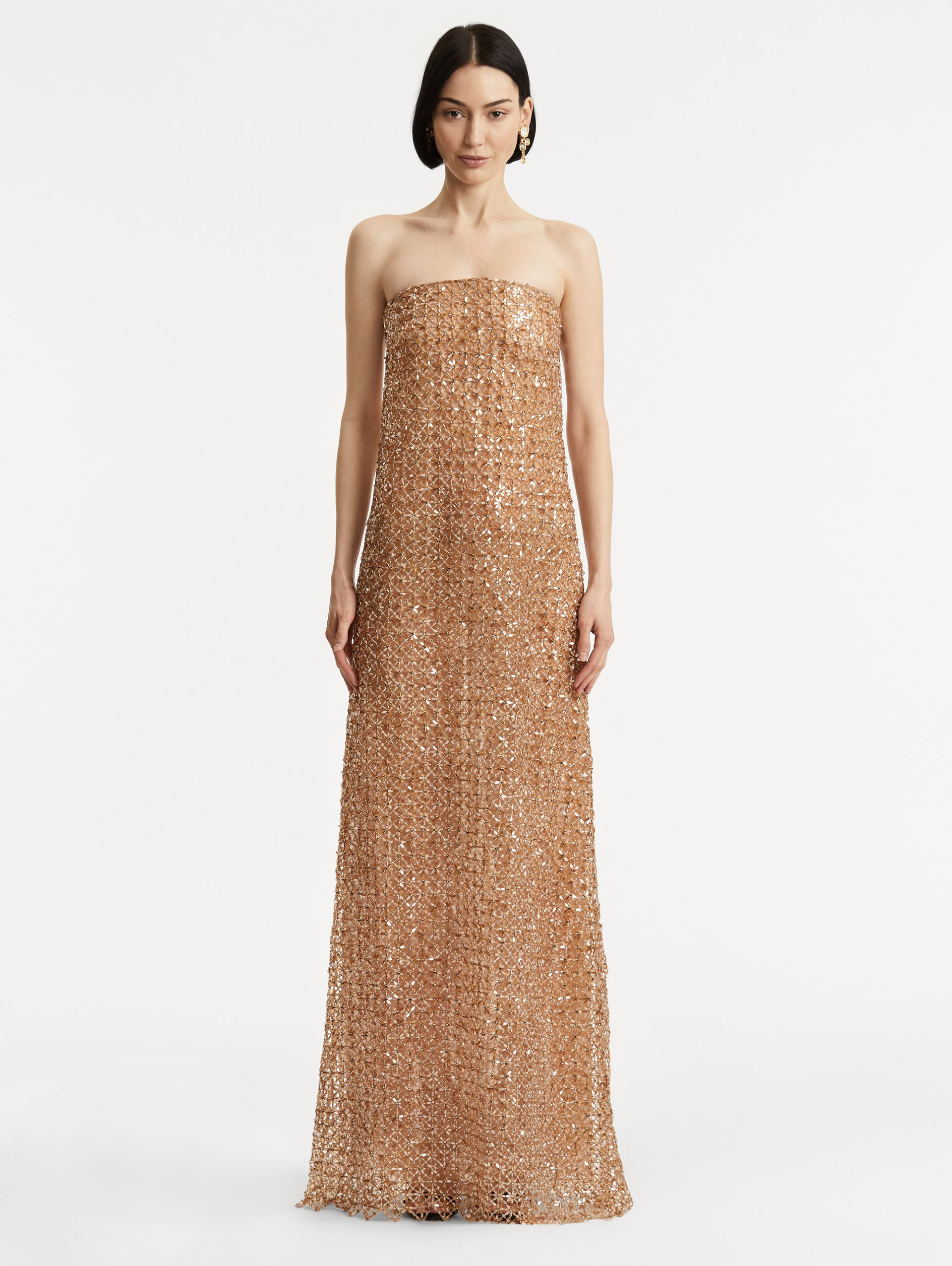 FLORAL GRID EMBROIDERED GOWN - 2