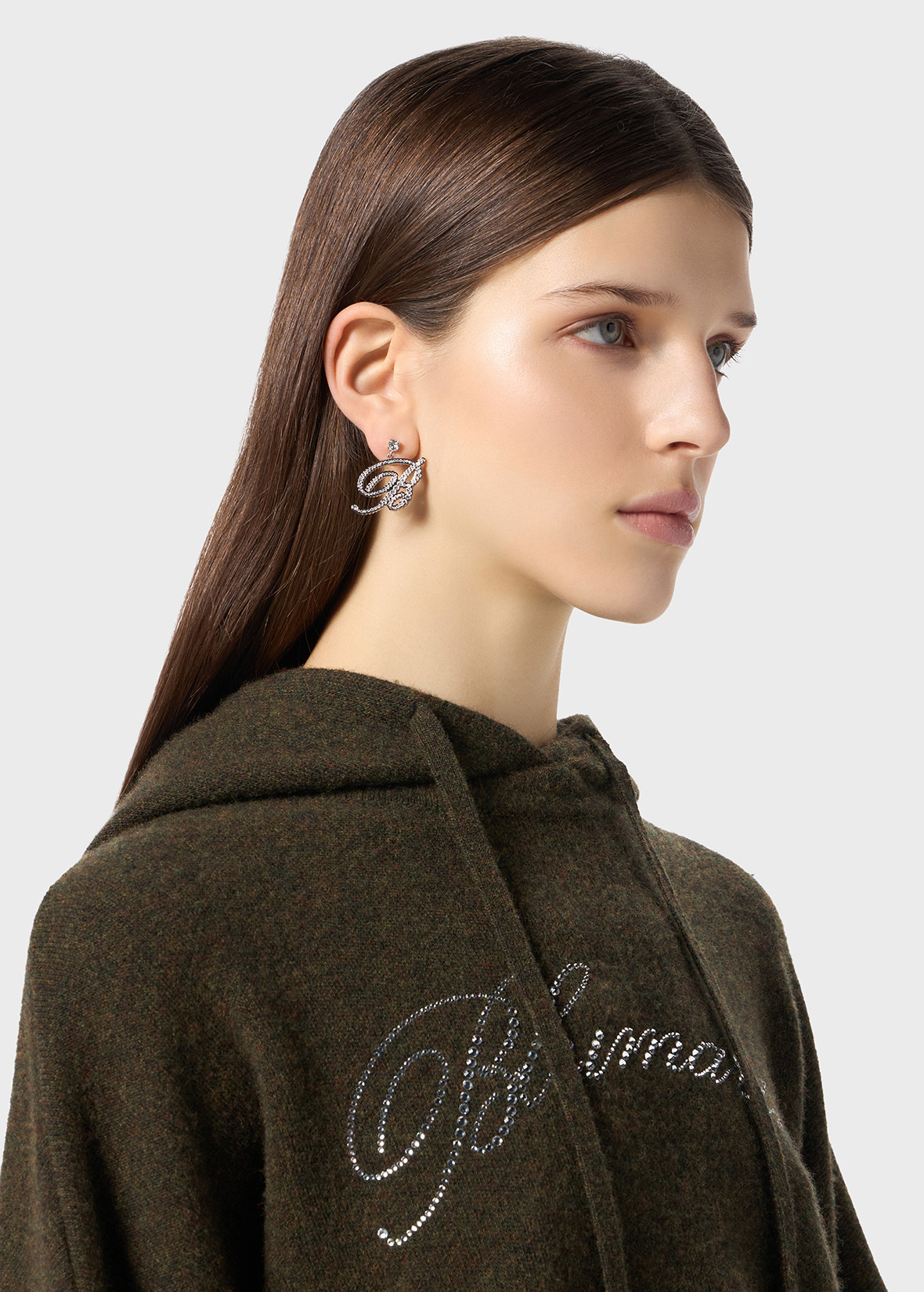 STUD EARRINGS WITH B MONOGRAM IN RHINESTONES - 4