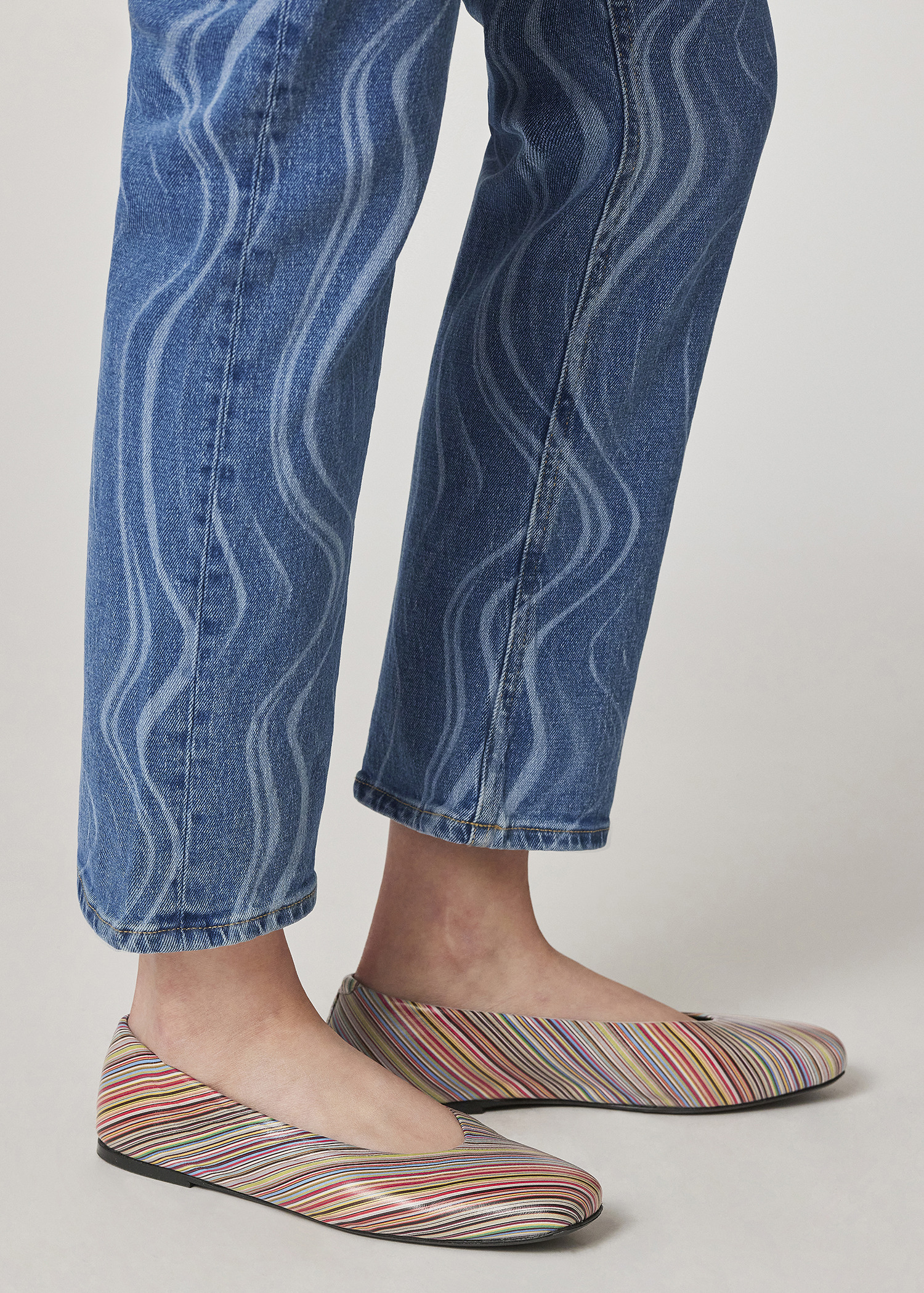 Women's Signature Stripe Leather 'Topanga' Ballet Flats - 6
