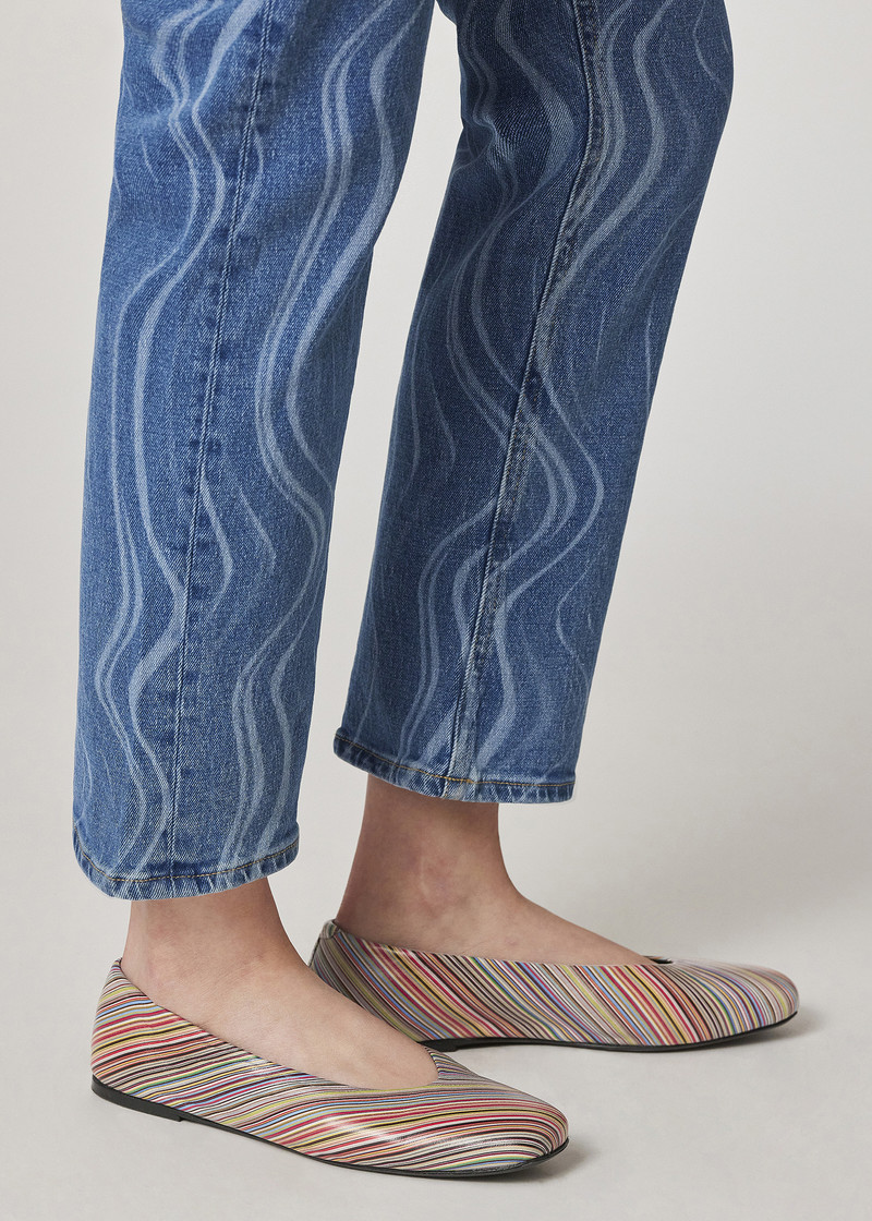 Women's Signature Stripe Leather 'Topanga' Ballet Flats 6