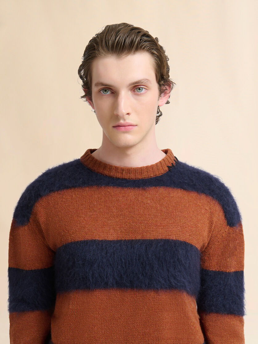 BROWN WOOL AND MOHAIR SWEATER WITH STRIPED PATTERN - 4