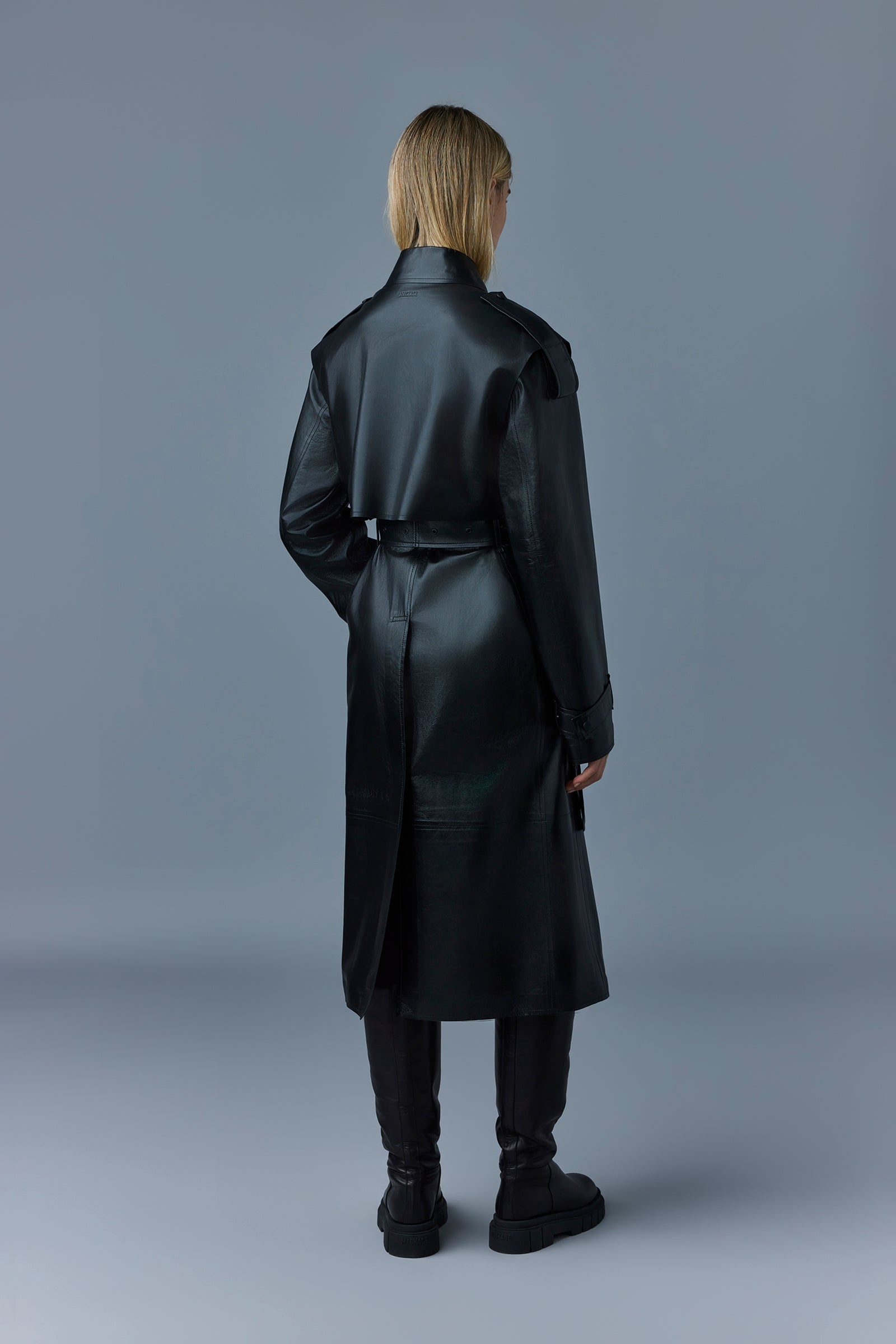 ADRIANA Calfskin trench coat with belt - 5