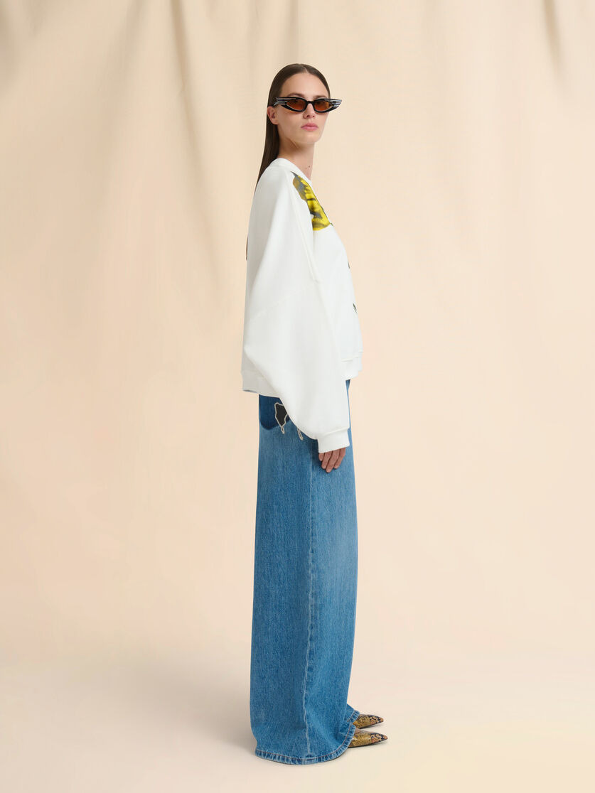 WHITE COTTON SWEATSHIRT WITH TULIP PRINT - 5