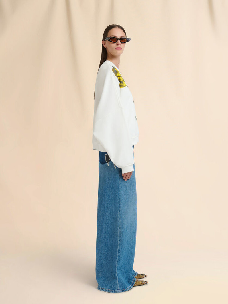 WHITE COTTON SWEATSHIRT WITH TULIP PRINT 5