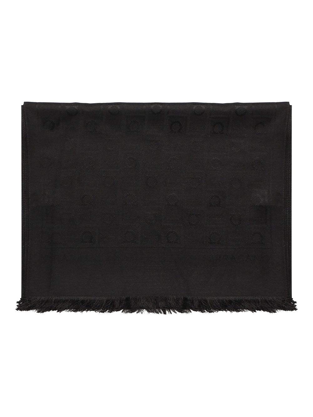 Gancini-pattern fringed scarf - 1