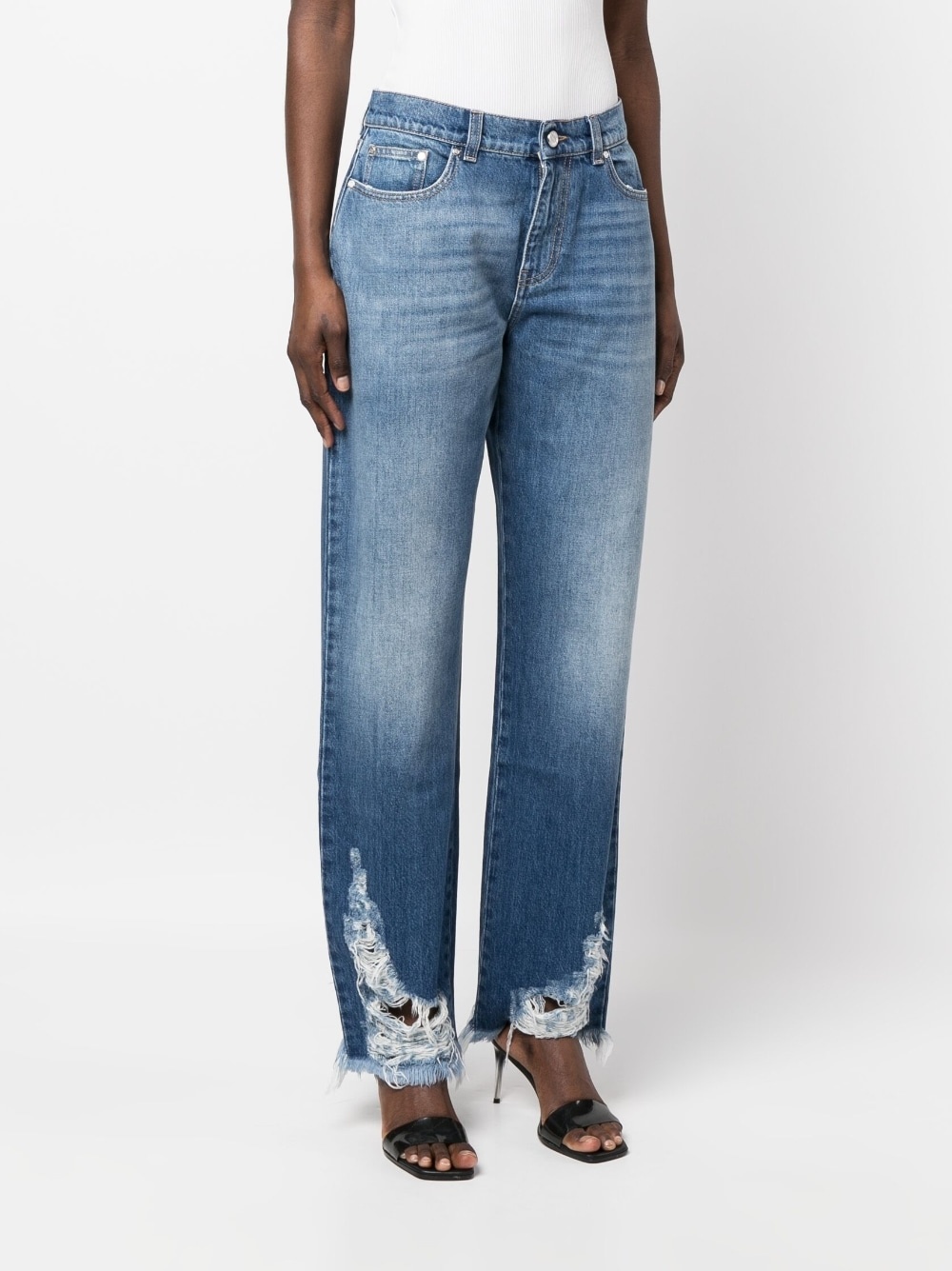 logo-patch straight-leg jeans - 3