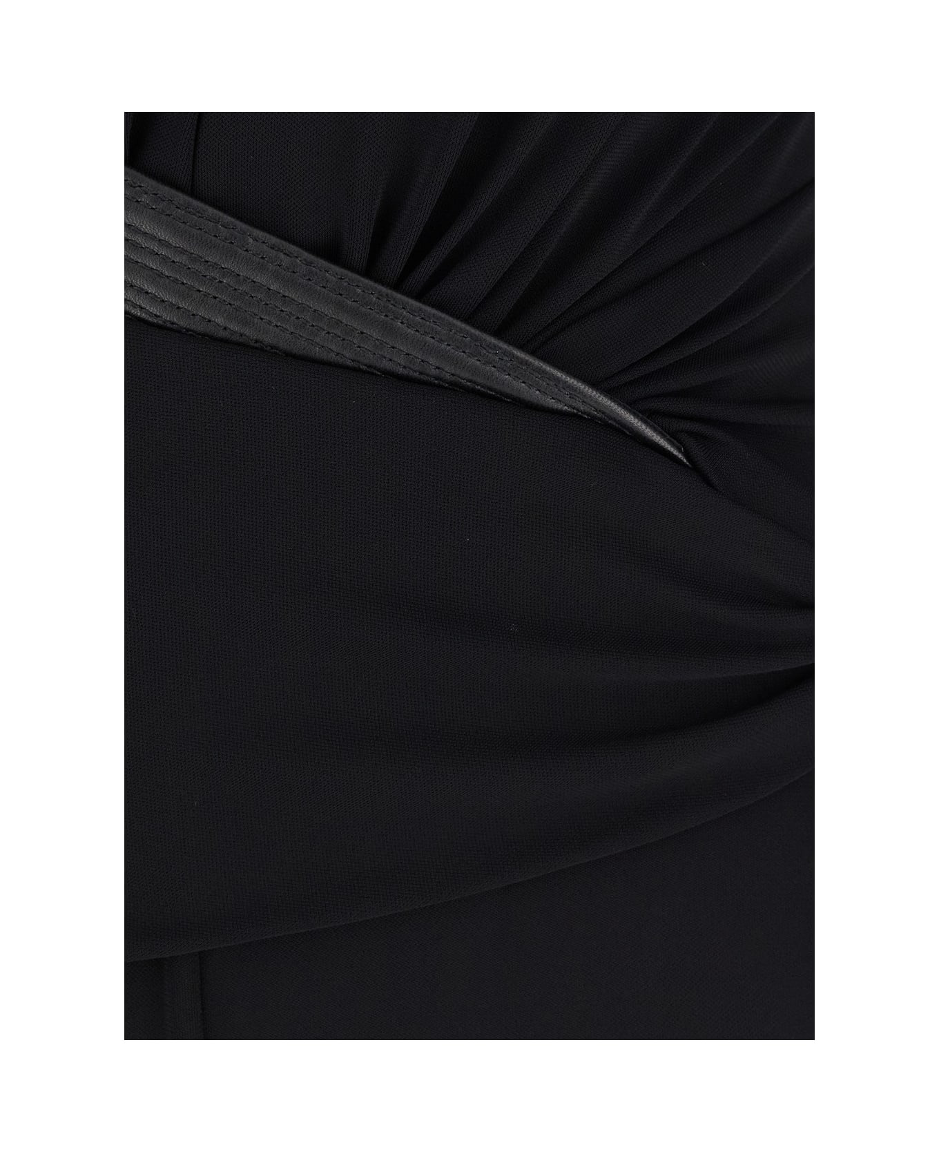 Black Bodysuit With V Neck And Wraparound Design In Viscose Stretch Woman - 3