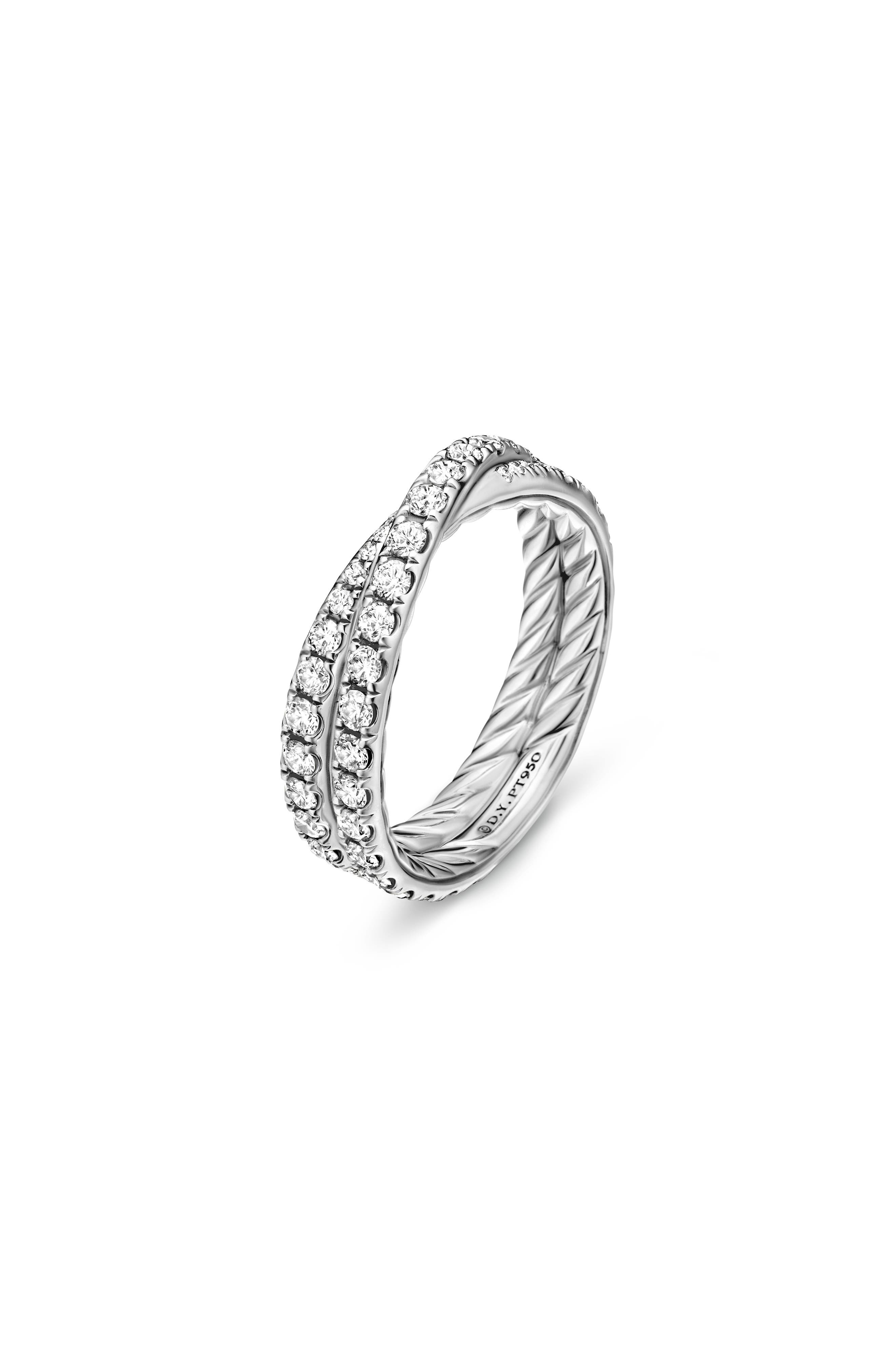 David Yurman DY Crossover® Band Ring with Diamonds in Platinum at Nordstrom - 4