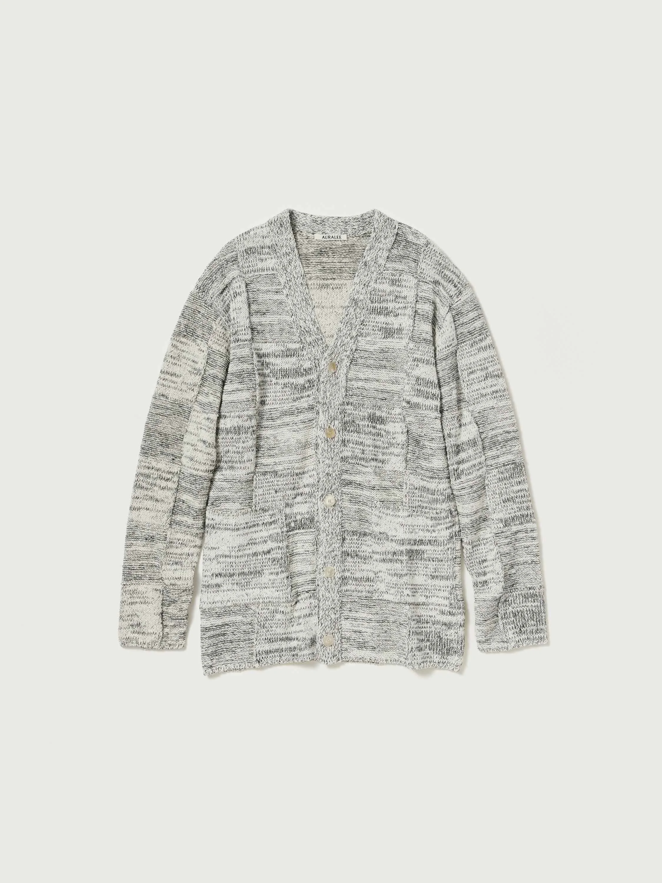 STRUCTURED COTTON LINEN PANEL KNIT CARDIGAN - 1