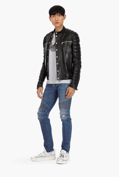 Balmain Tapered ripped blue cotton jeans outlook