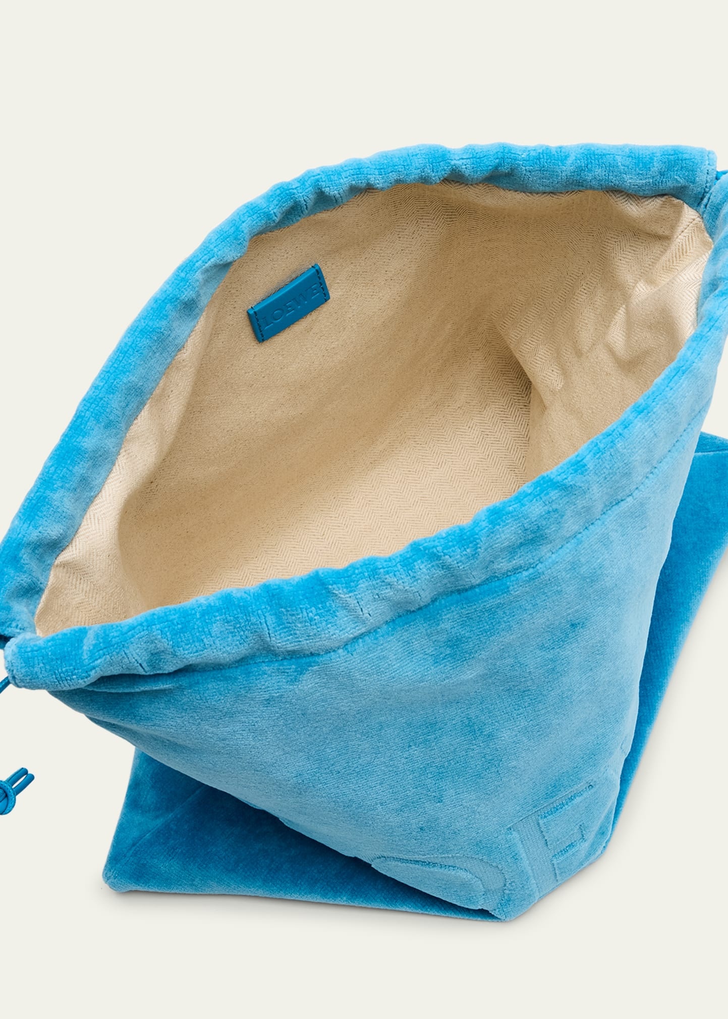 Medium Drawstring Pouch Bag in Terry Cloth - 4