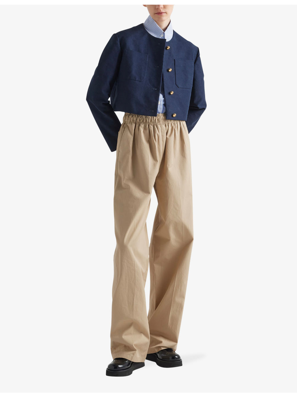 Wide-leg cotton-poplin trousers - 2