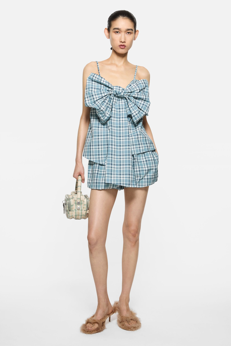 Acne Studios Gathered check shorts - Blue/white outlook