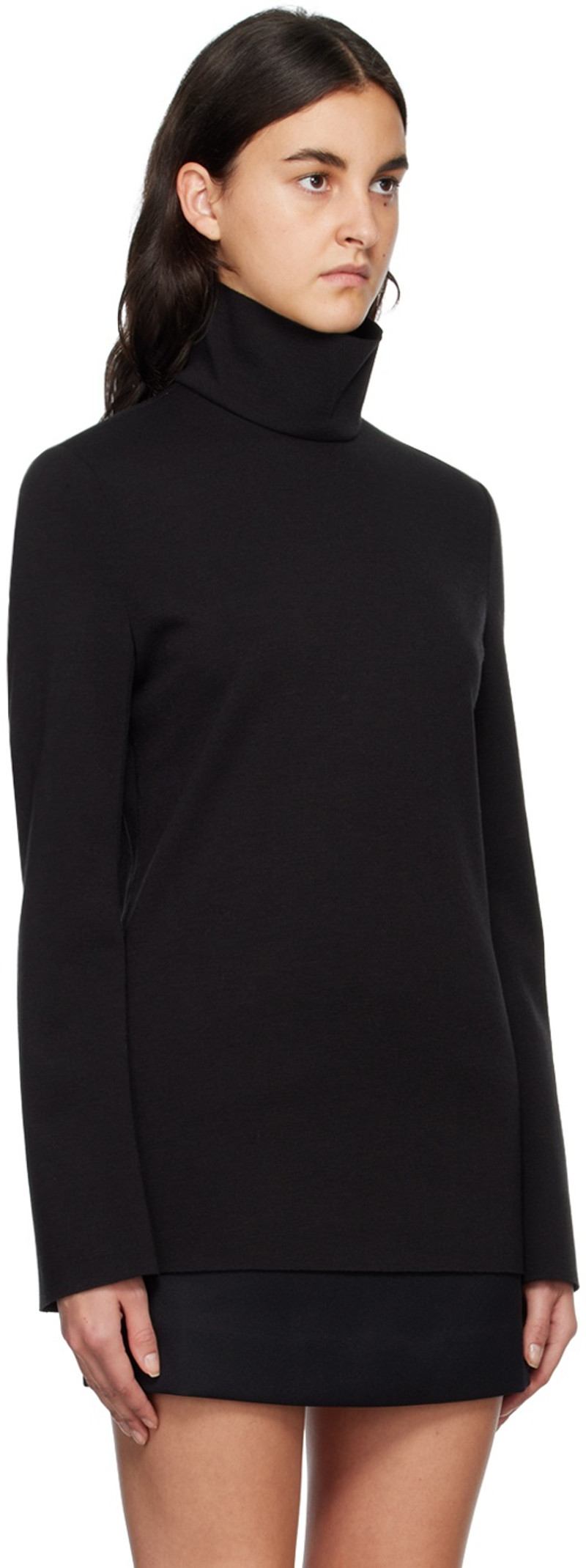 GIA STUDIOS Black Raw Edge Turtleneck outlook