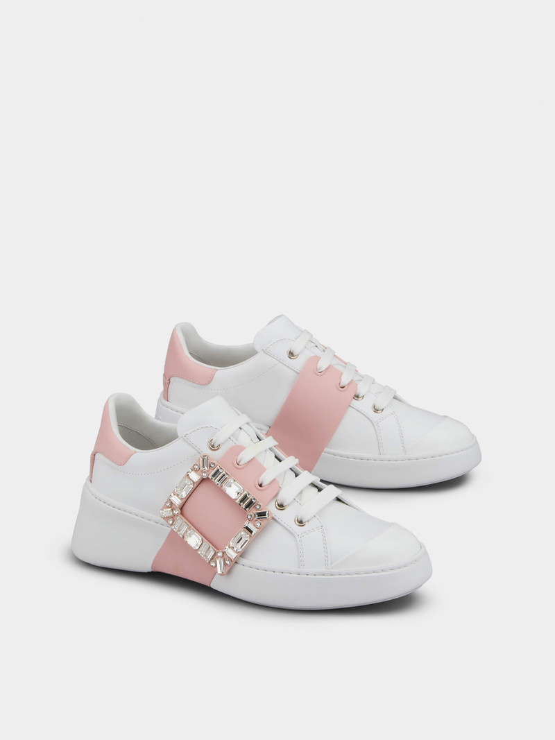 Roger Vivier Viv' Skate Strass Buckle Sneakers in Soft Leather outlook
