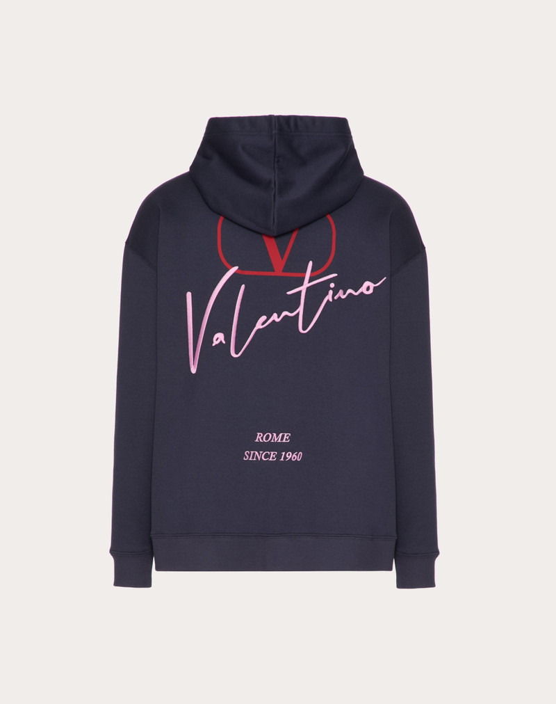 Valentino COTTON HOODED SWEATSHIRT WITH VALENTINO EMBROIDERY AND VLOGO SIGNATURE PRINT outlook