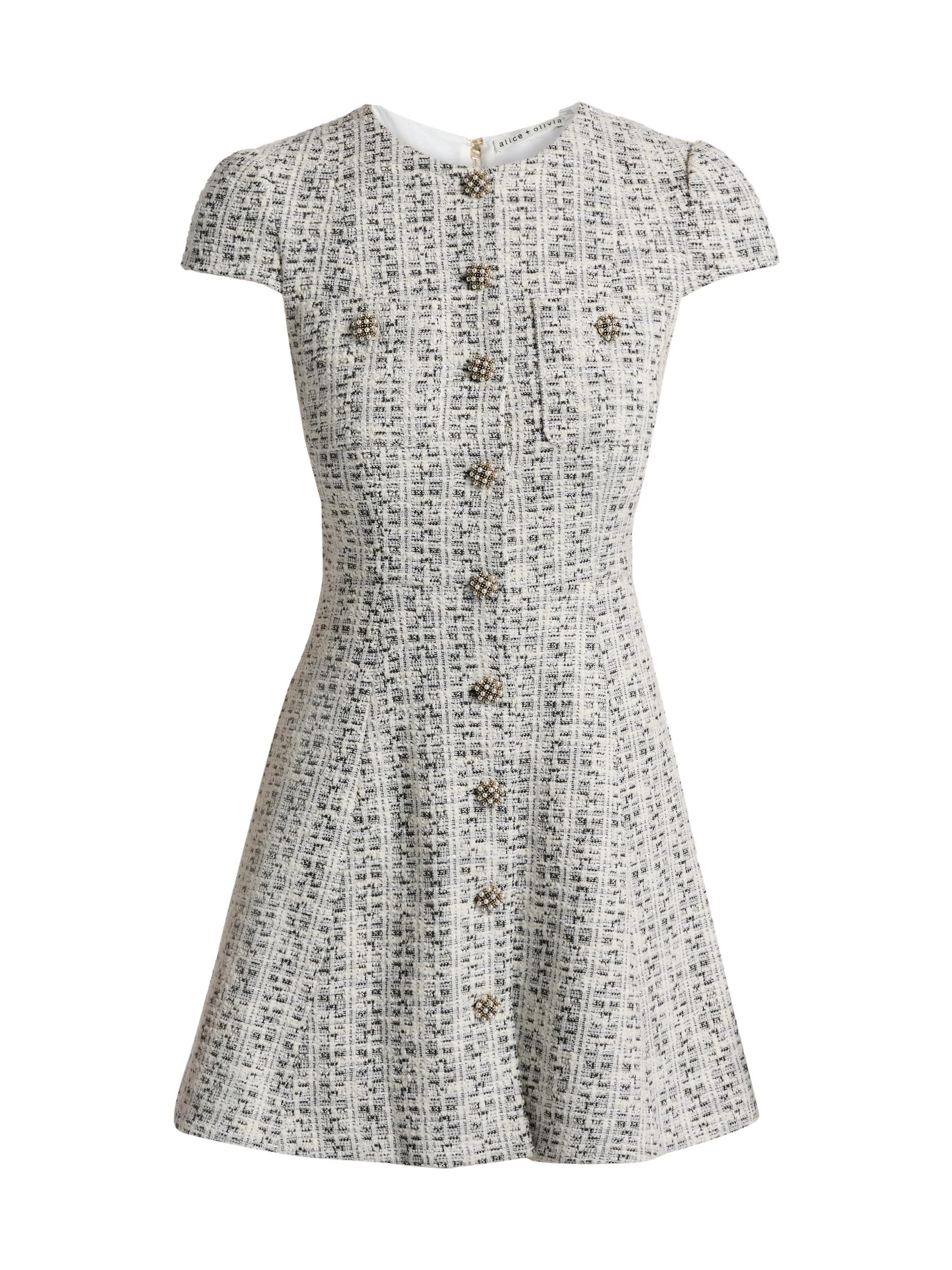 Women's Shiloh Cap-Sleeve A-Line Minidress - Black Off White - 1