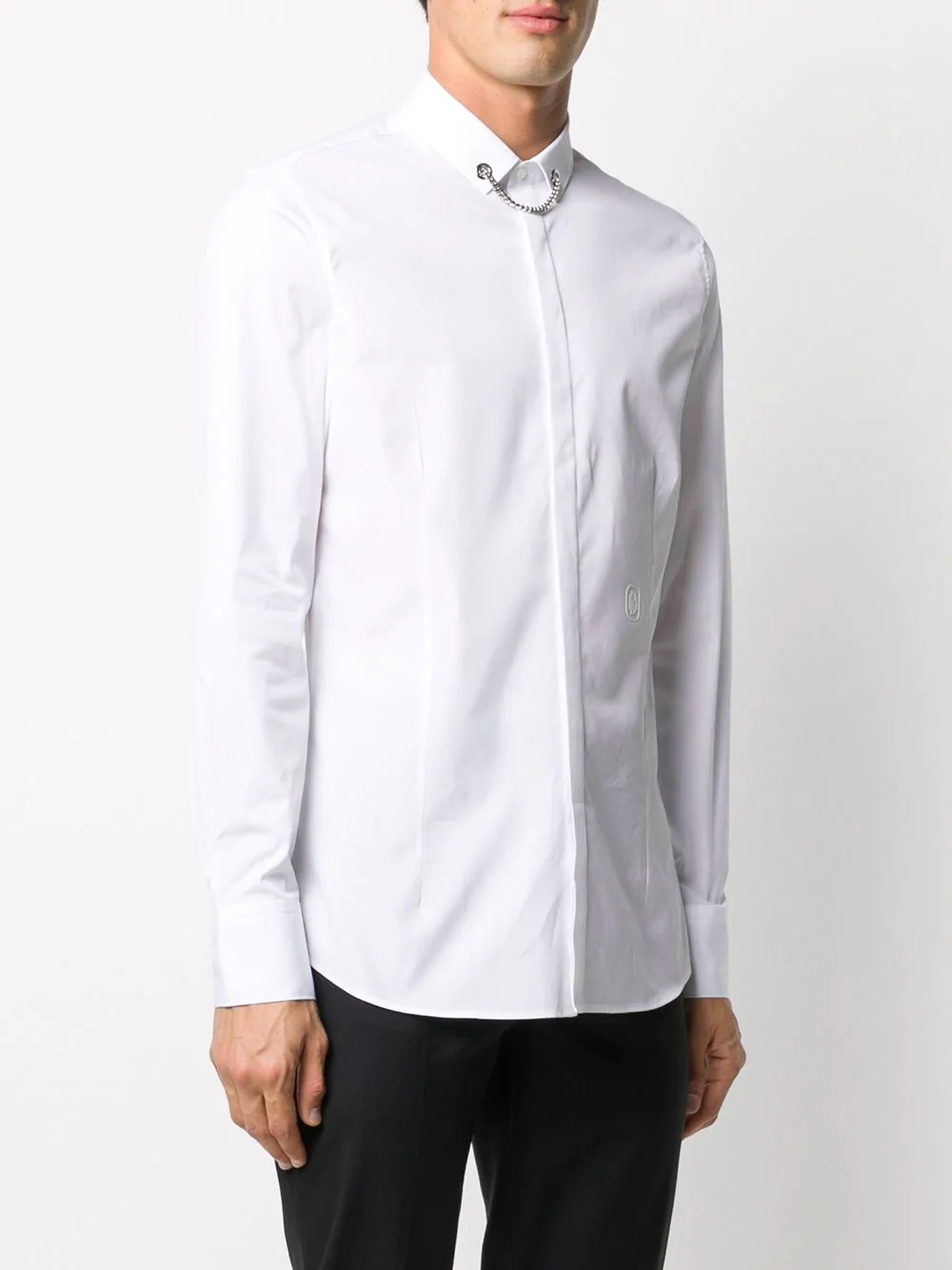 chain trim collar shirt - 3