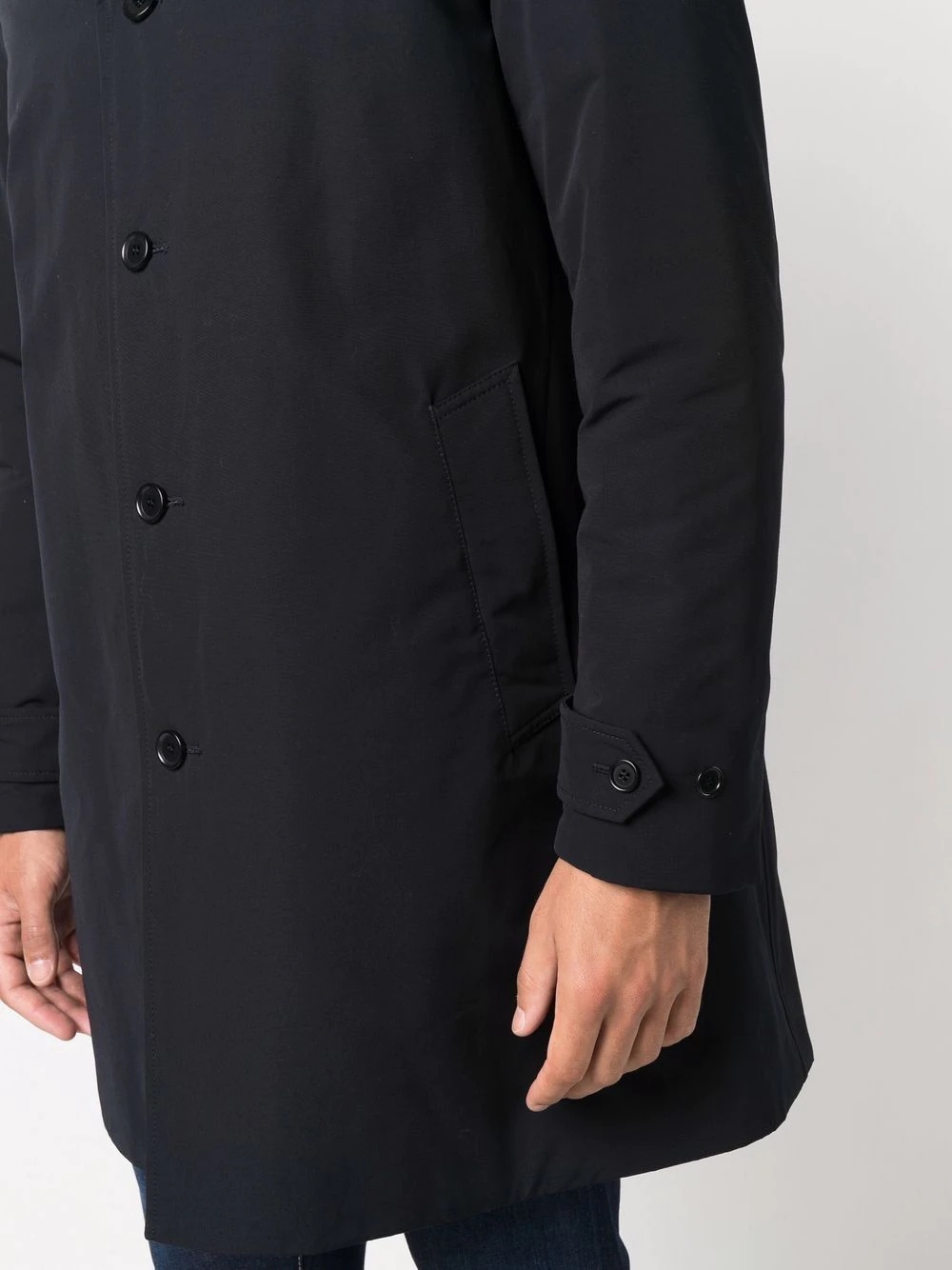 single-breasted cotton-blend coat - 5