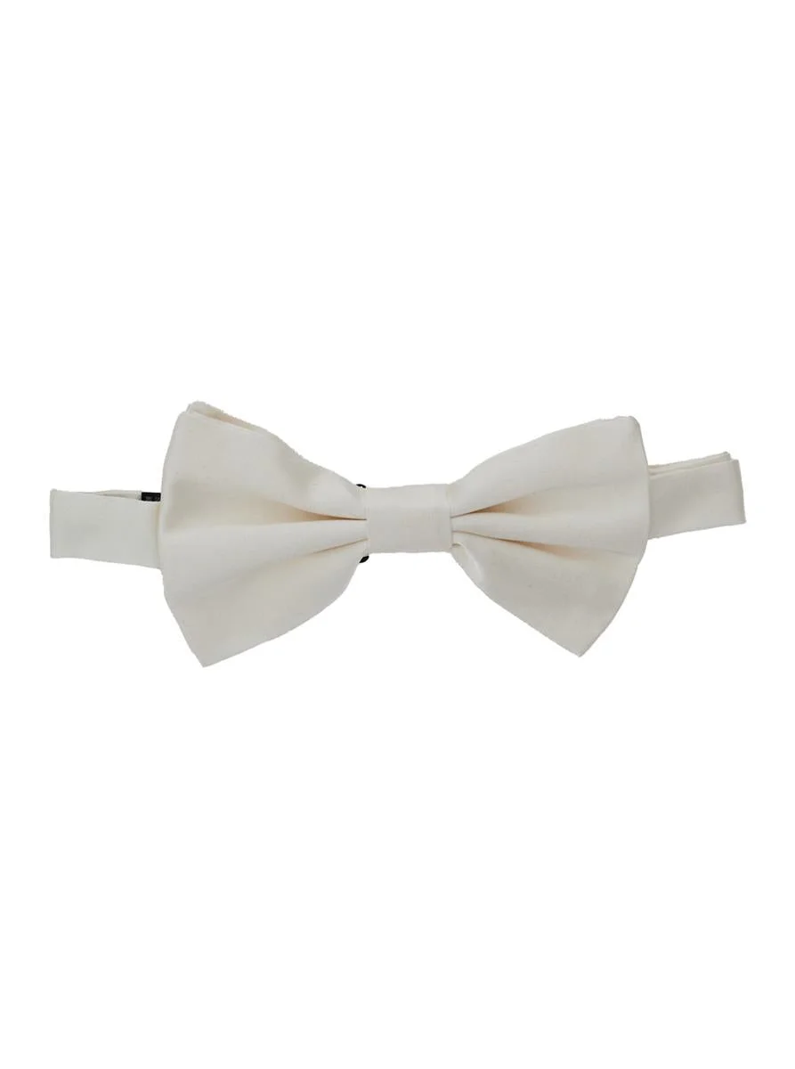 Dolce & Gabbana White Bowtie With Rear Hook Closure In Silk Man - 1