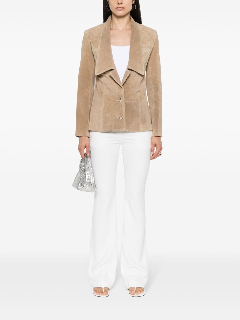 suede single-breasted jacket - 2