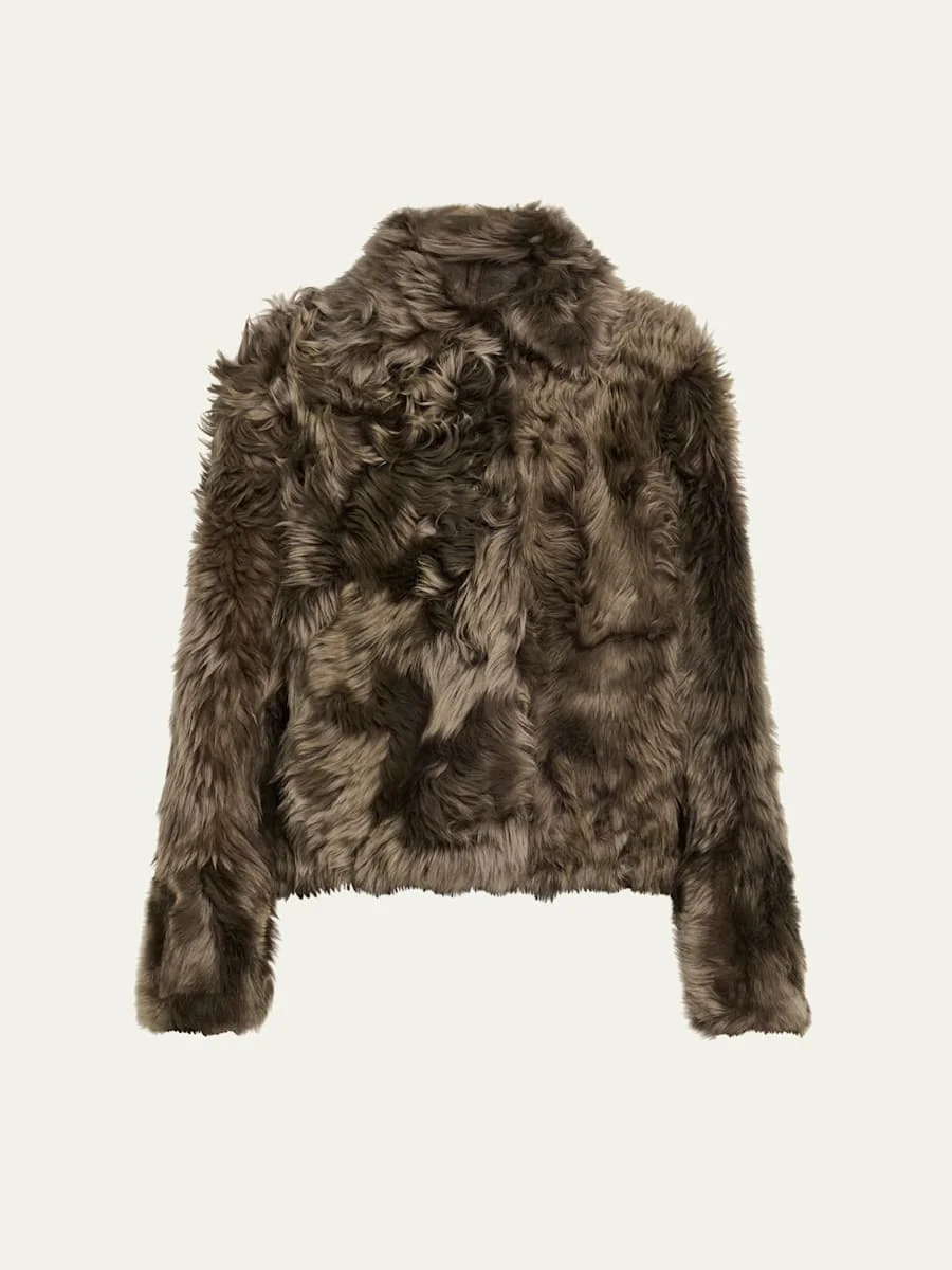Short Lamb Shearling Jacket - 1