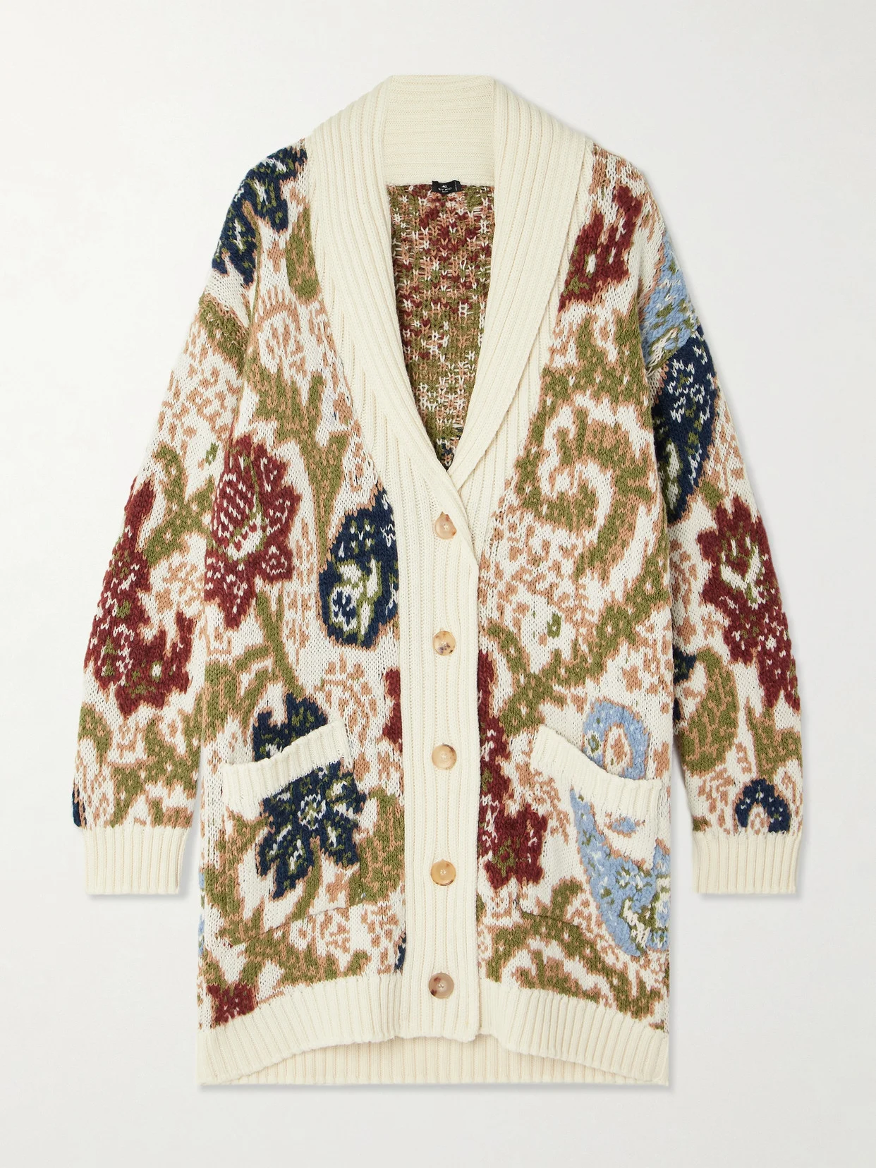 Oversized Jacquard-knit Wool-blend Cardigan - 1