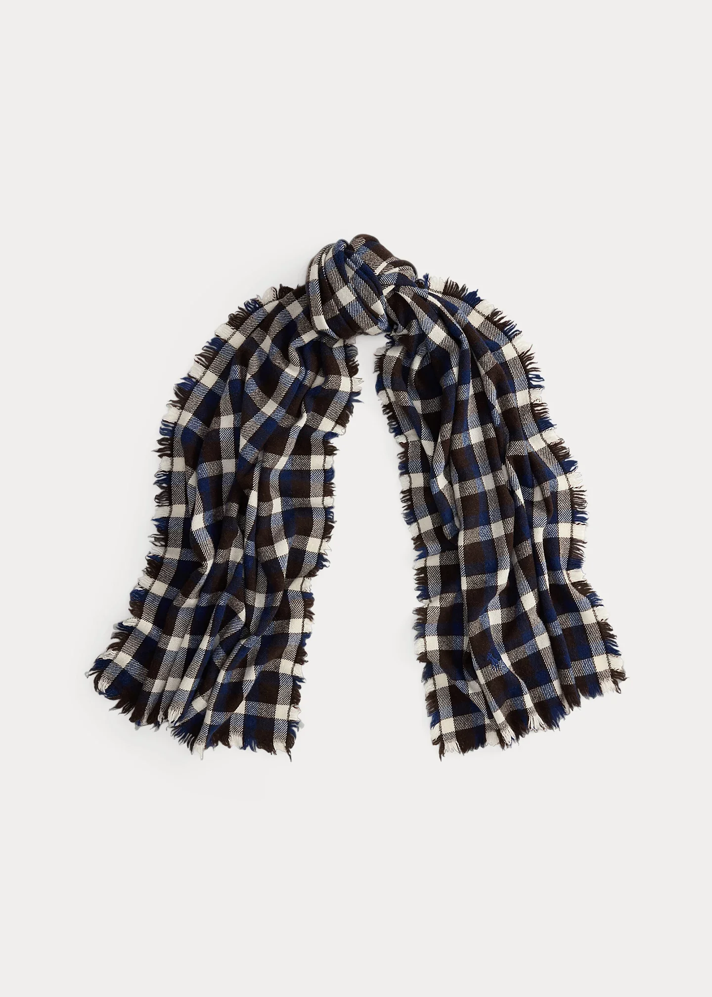 Plaid Wool Wrap Scarf - 1