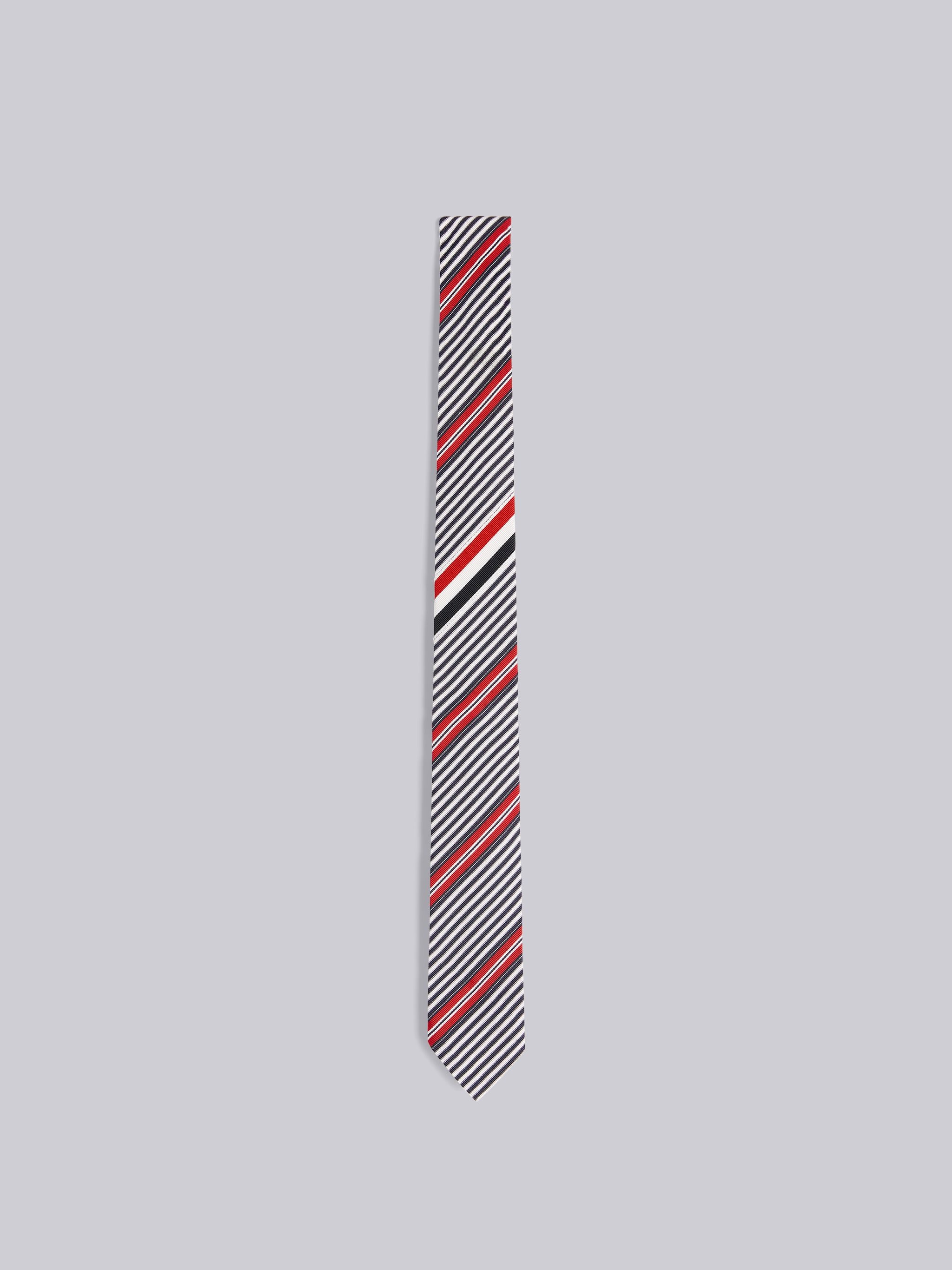 Multicolor Silk and Cotton Jacquard Outlined Stripe Classic Tie - 1