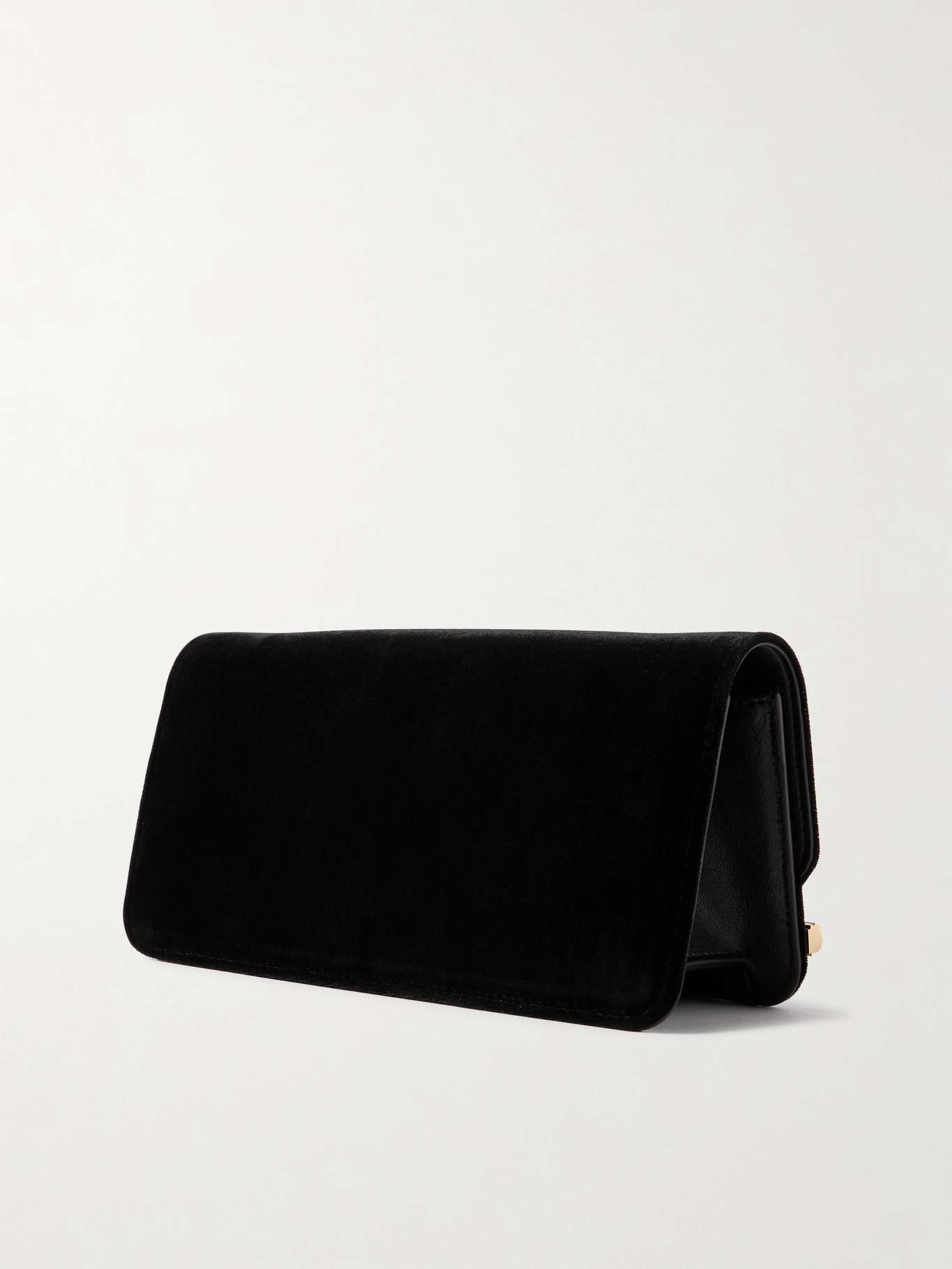 Velvet and leather clutch Black - 3