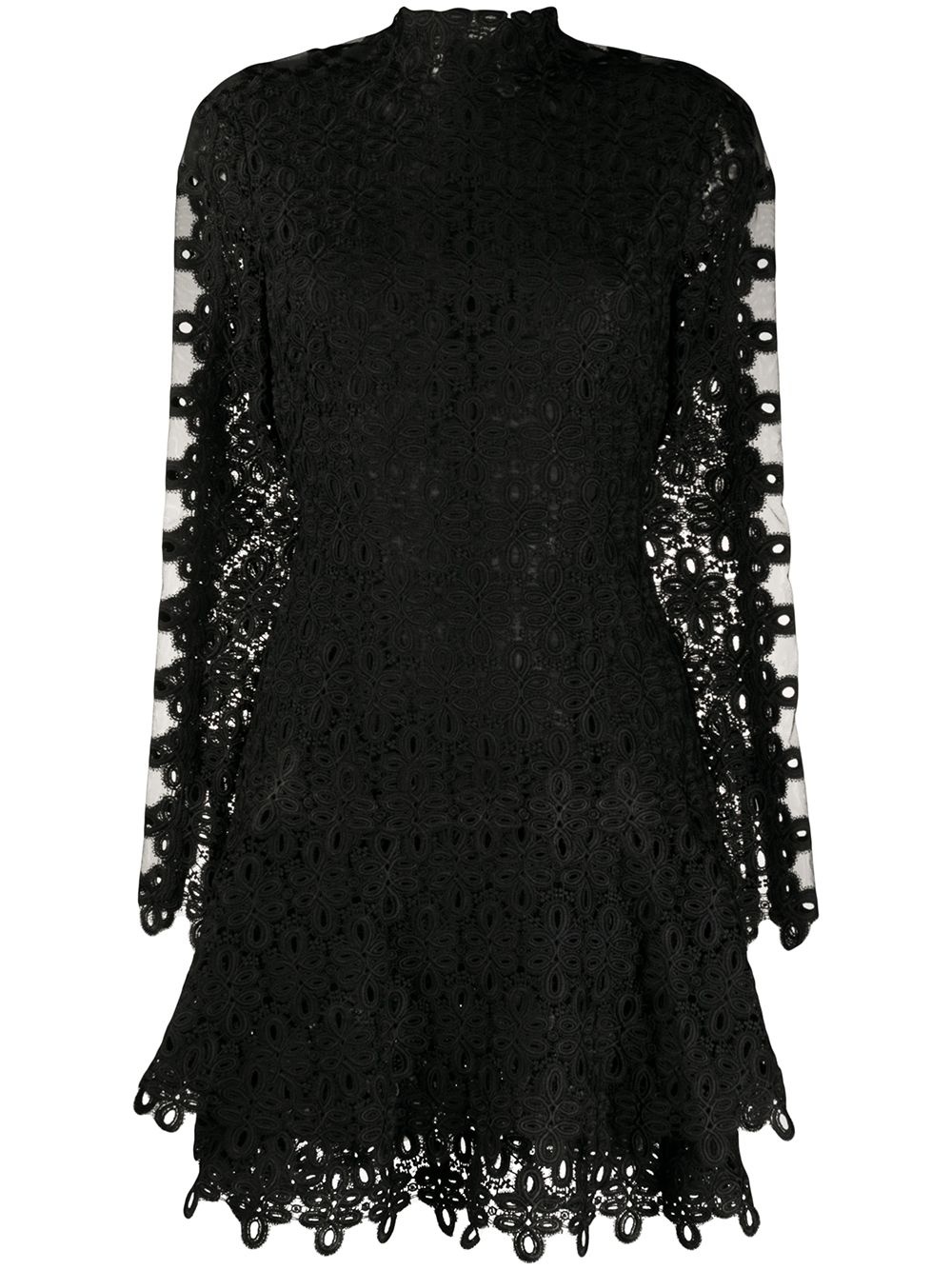 lace embroidered mini dress - 1