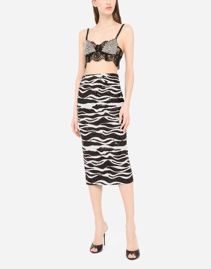 Chantilly lace pencil skirt with sequin embellishment - 6