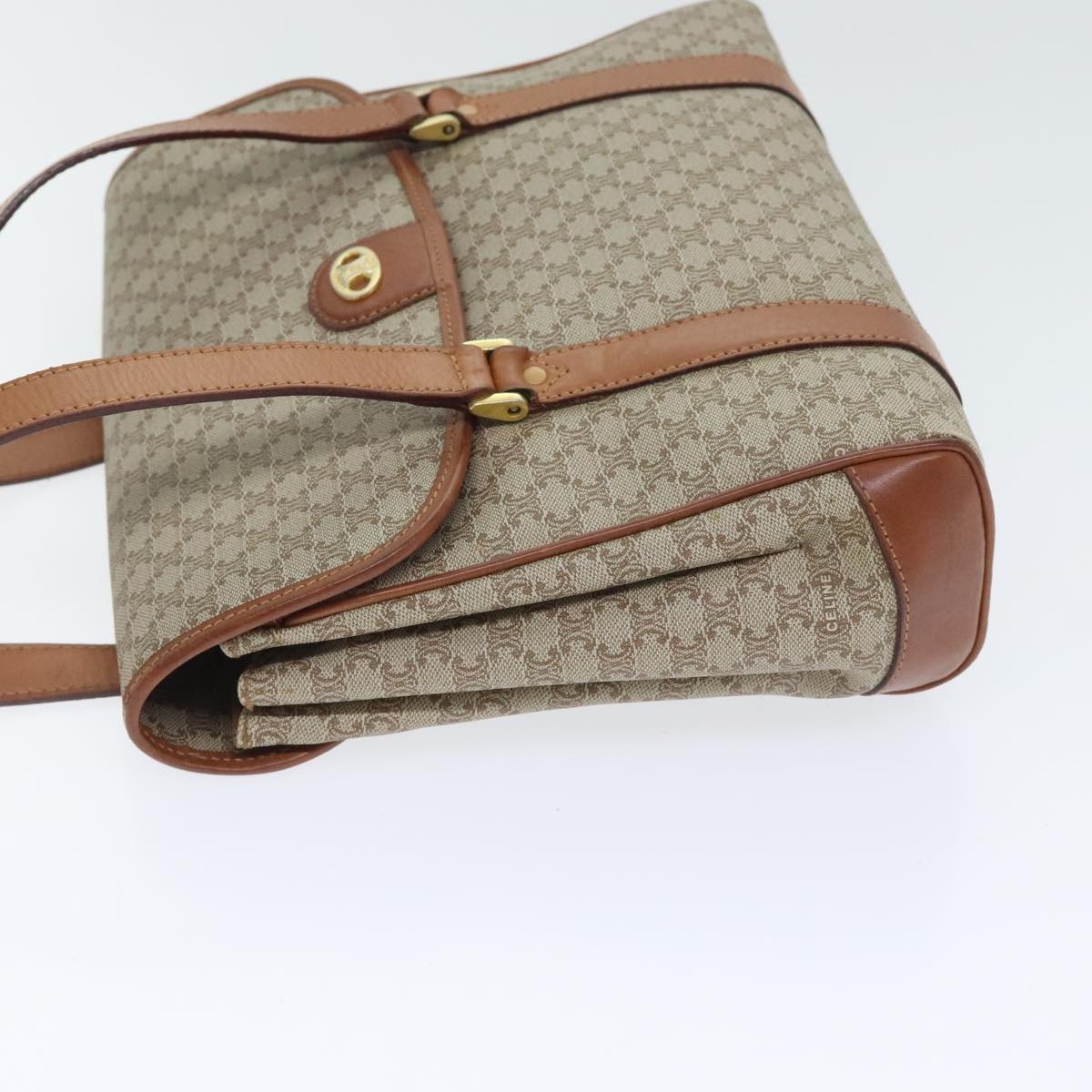 CELINE Macadam Canvas Hand Bag Beige Gold - 4