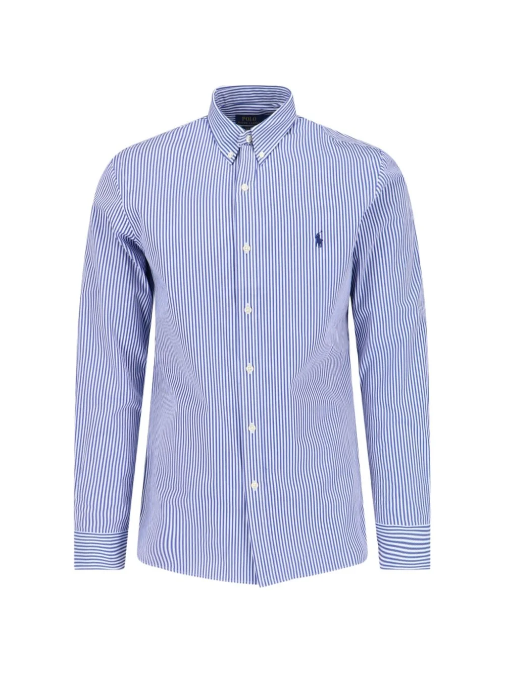 striped embroidered-logo shirt - 1