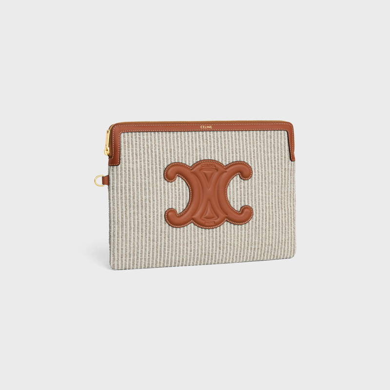 SMALL POUCH WITH STRAP CUIR TRIOMPHE IN STRIPED TEXTILE AND CALFSKIN 3