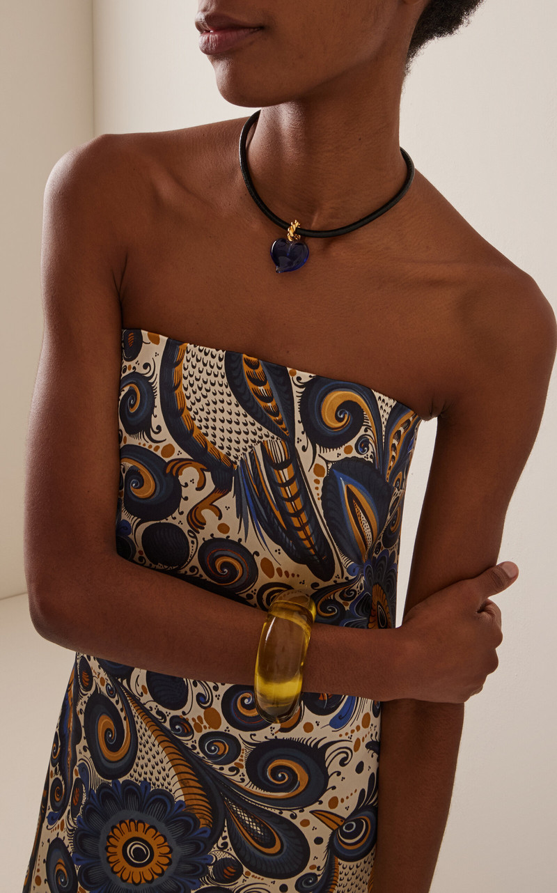 LIZZIE FORTUNATO Esme Leather Glass Necklace blue outlook