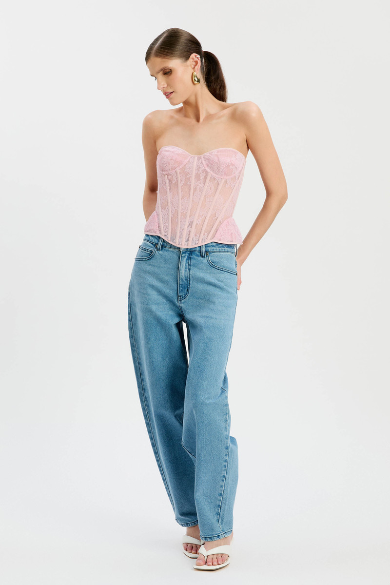 BARDOT Cristo Strapless Lace Bustier In Lilac outlook