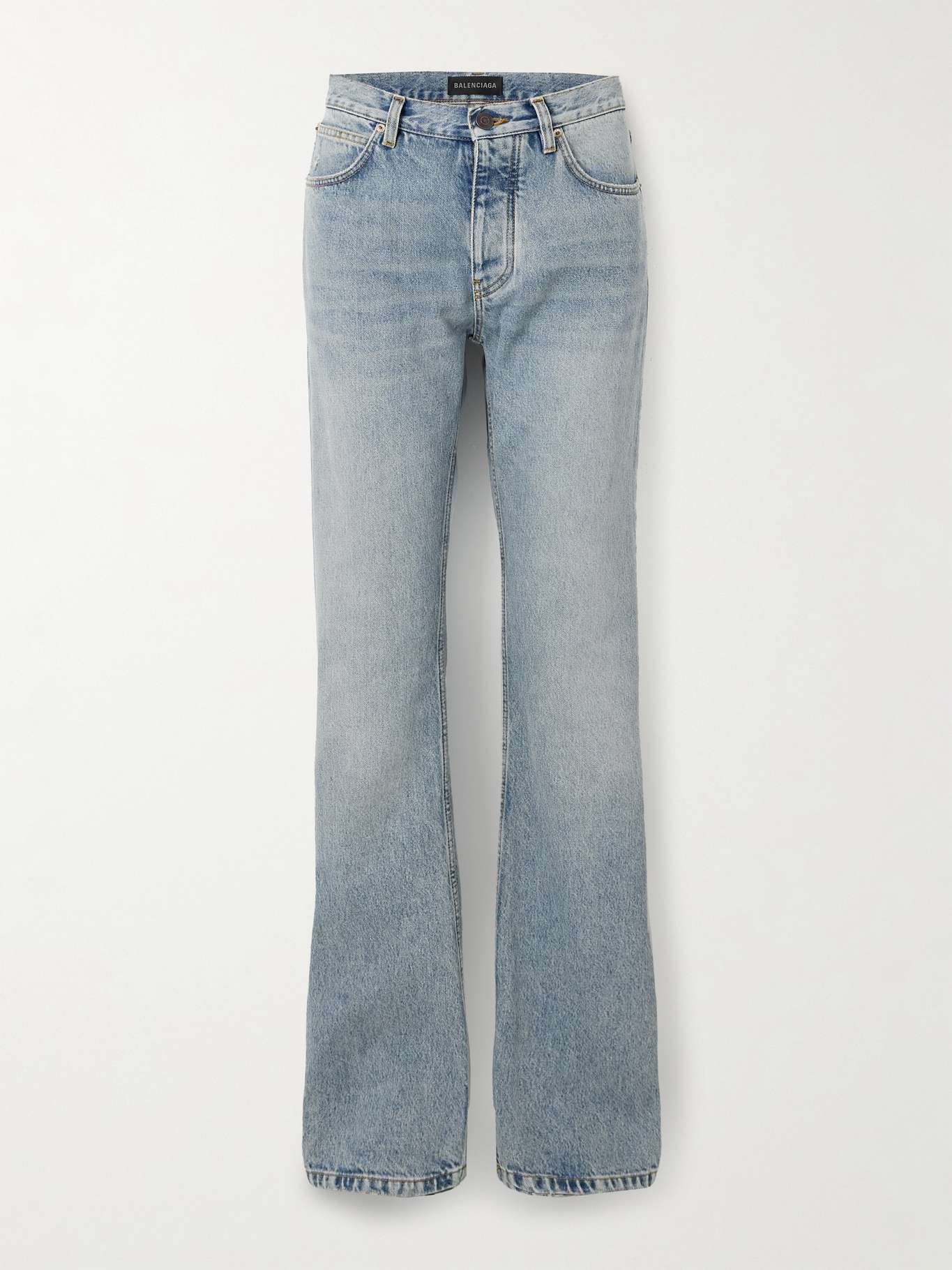 Distressed mid-rise straight-leg jeans - 1